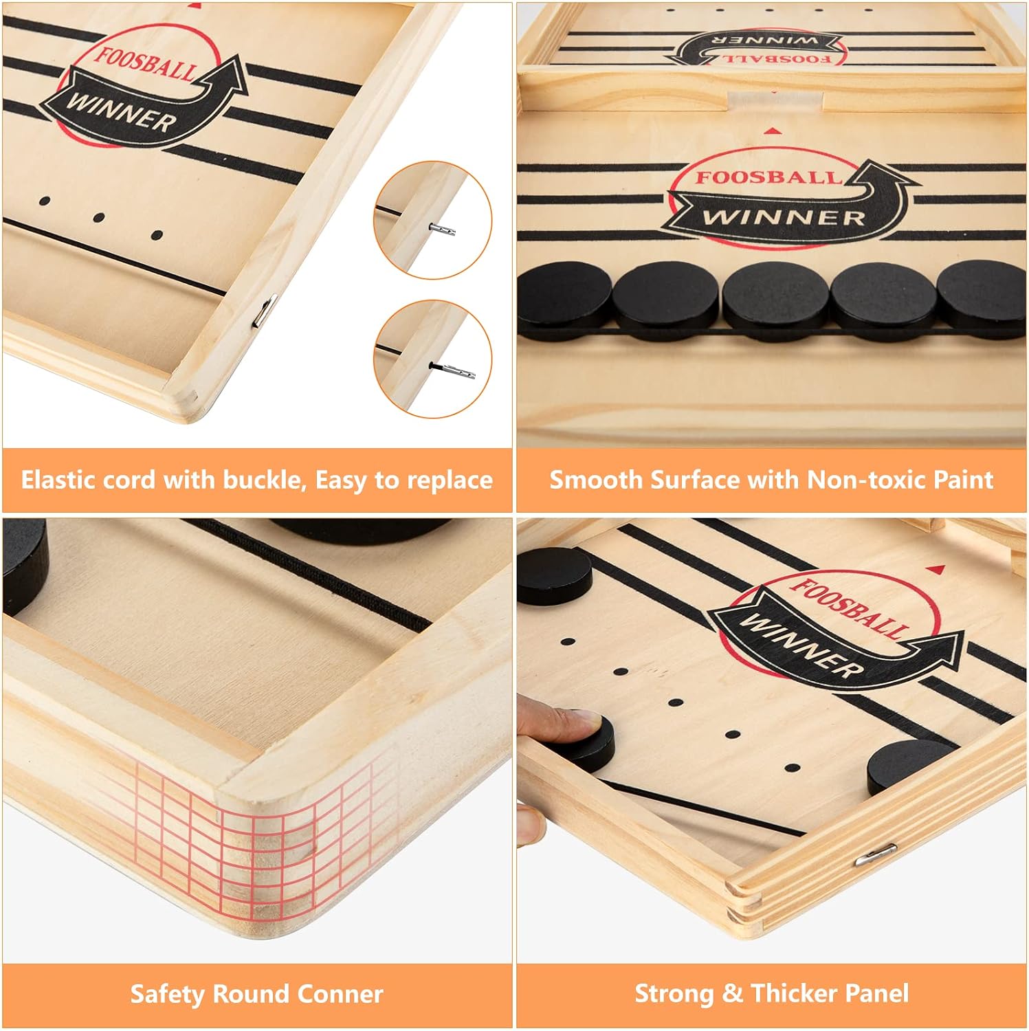 22'' Large Fast Sling Puck Game, Hockey Table Game for Family Night