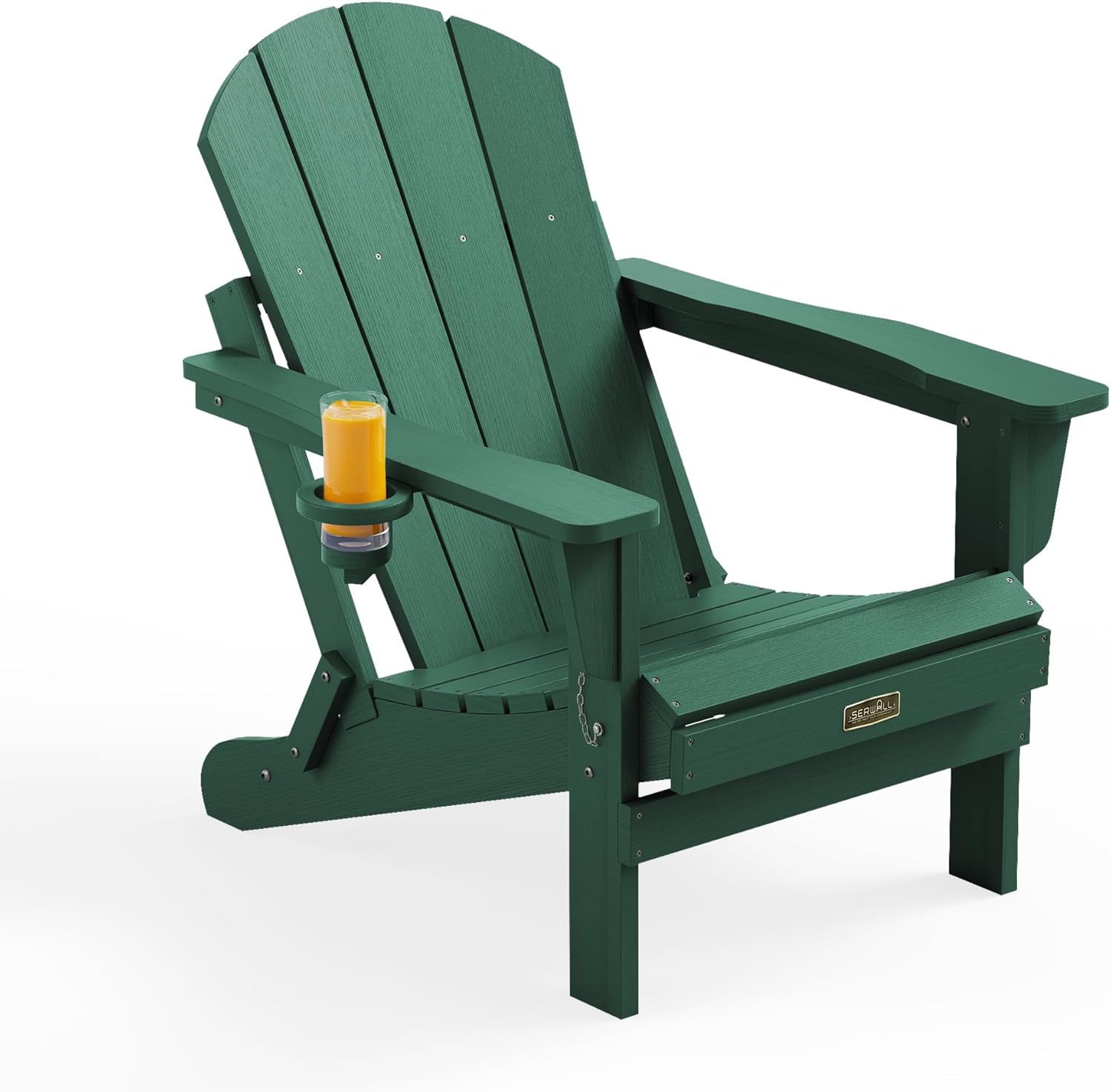 SERWALL Folding Adirondack Chairs with Cup Holder, Outdoor Fire Pit - Blue