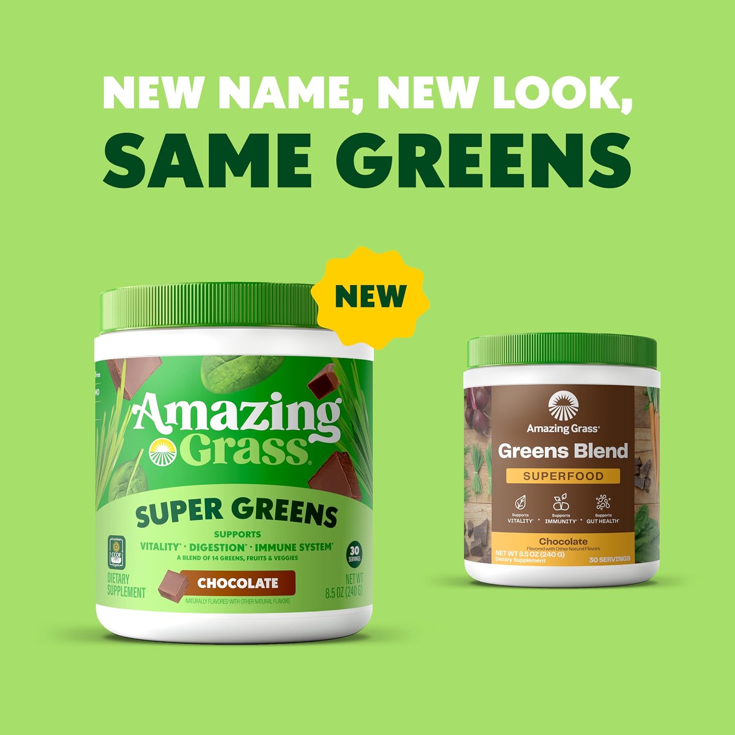 Amazing Grass Super Greens Powder Original, 60 Servings, 16.9 oz | Organic Greens Superfood Powder with Spirulina, Beet Root, Probiotics & Digestive Enzymes to Support Digestion