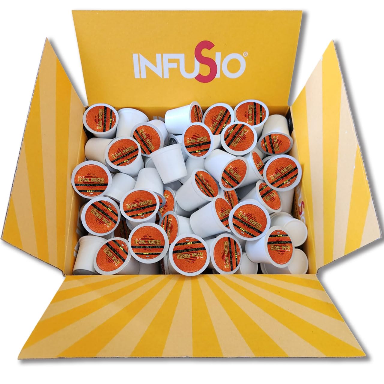 InfuSio Coffee Pods Variety Pack – 96 Count, 12 Blends of Crafted Origins and Indulgent Flavors Including Bourbon Pecan, Butter Toffee & Hazelnut, Medium & Dark Roast, No Sweeteners, Low Acid, Keurig Compatible