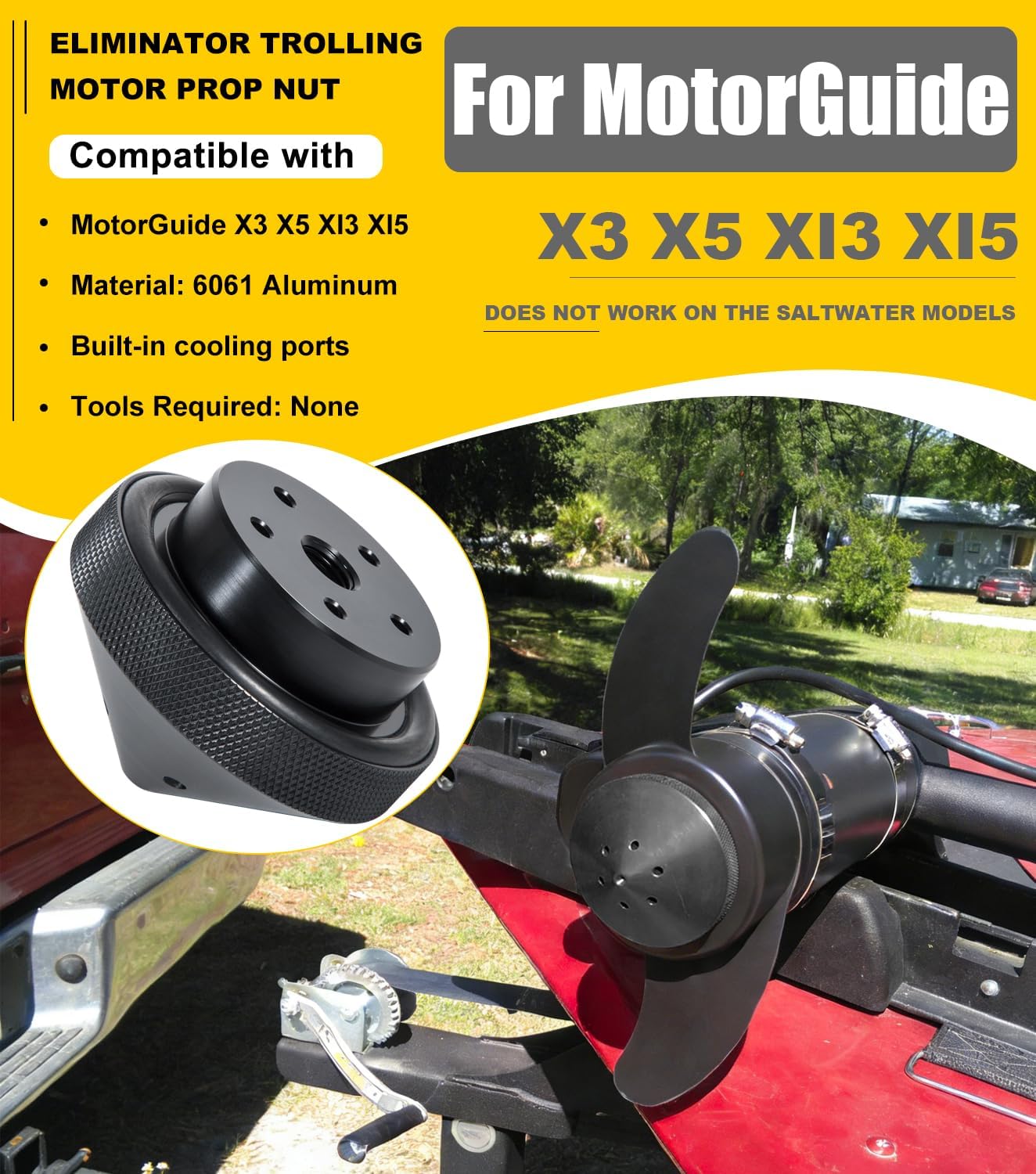 Eliminator Trolling Motor Prop Nut Custom Fit for MotorGuide X3 X5 XI3 XI5