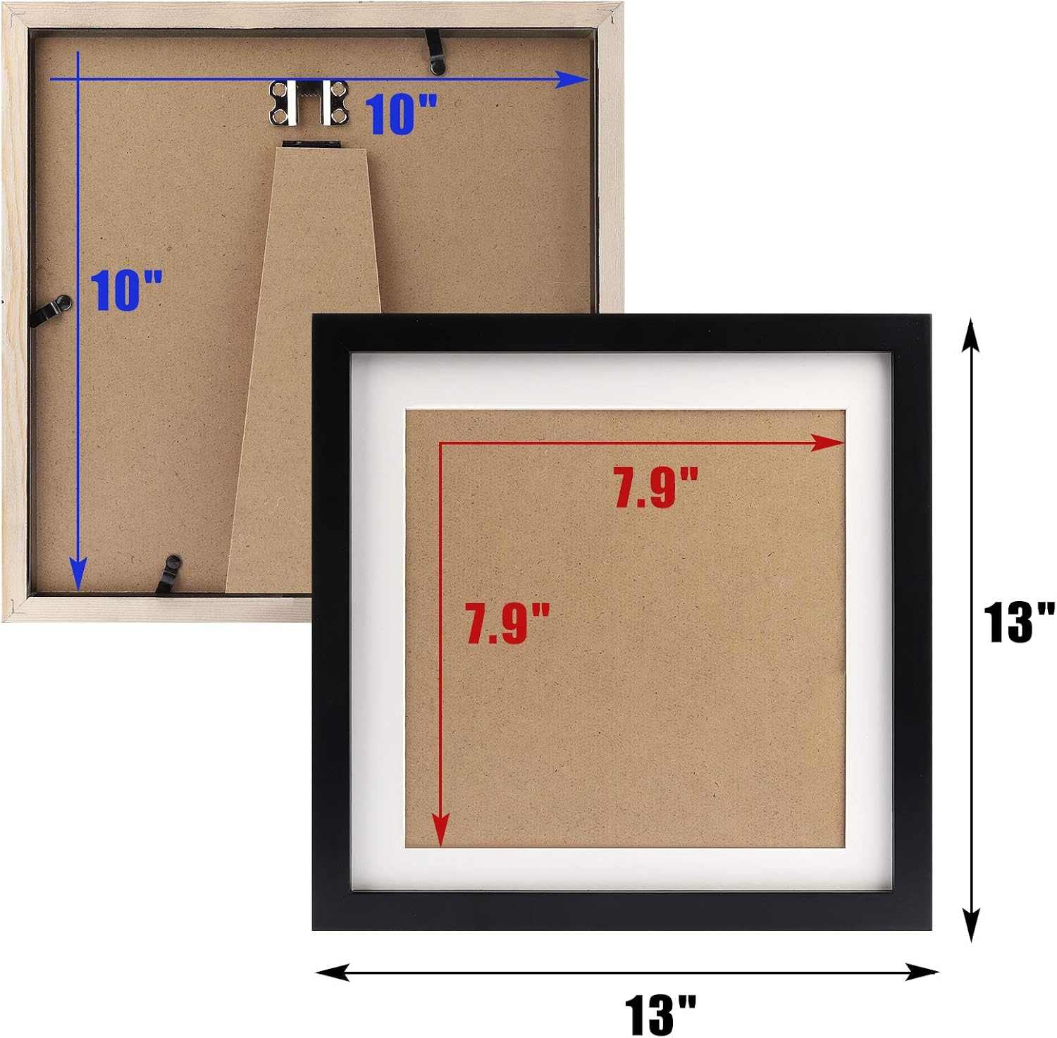 WUTL 8x8 Black Picture Frames Square