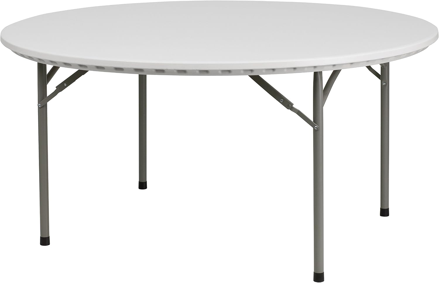 Flash Furniture Commercial 5 ft Plastic Round Folding Table, Granite White | Durable Construction, Commercial Use