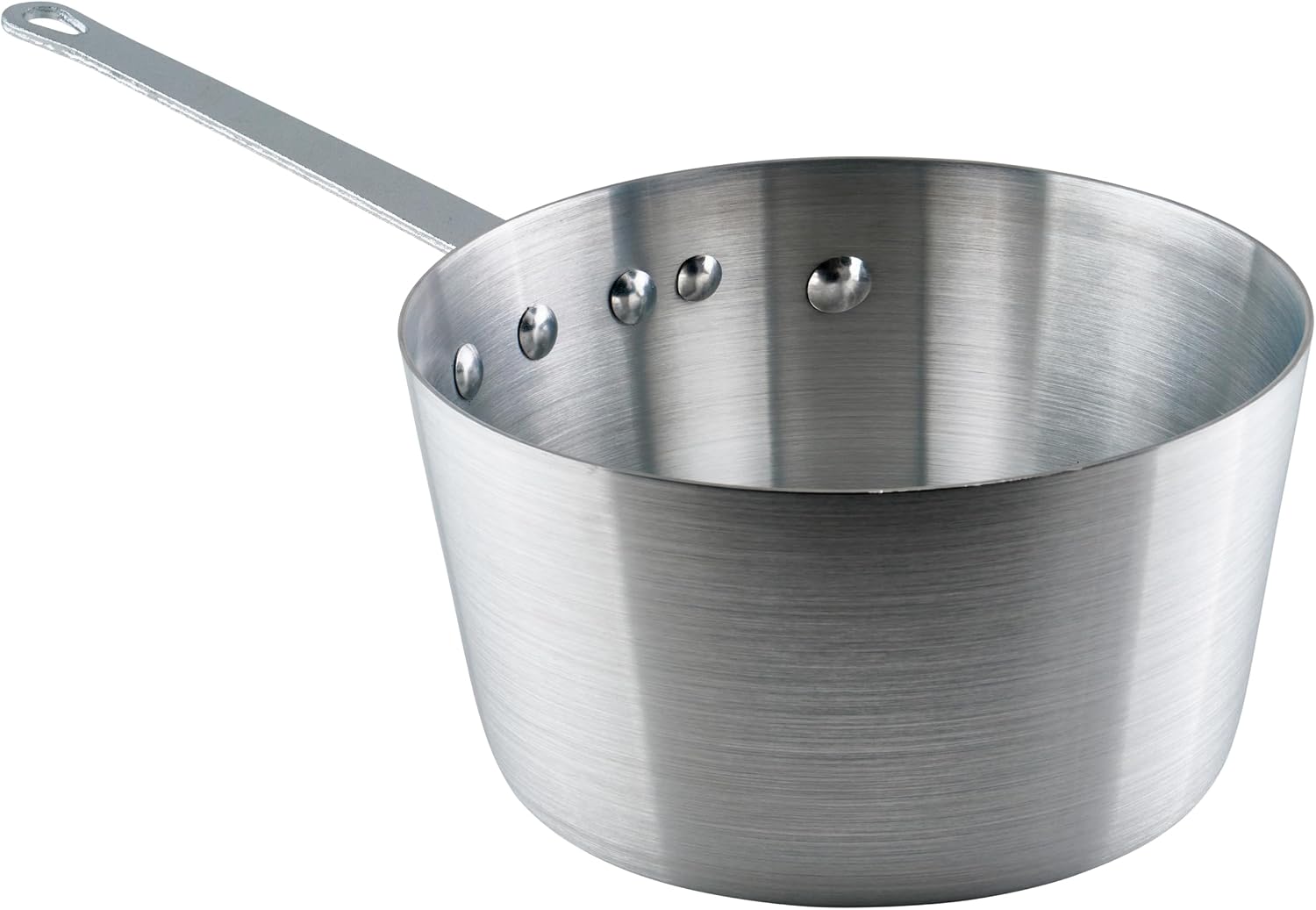 Winco 3 3/4 qt Heavy-Duty Tapered Aluminum Sauce Pan, 3.75 qt | Tapered sides, Heavy-duty, Riveted handle, Great for Cooking and Food Preparation