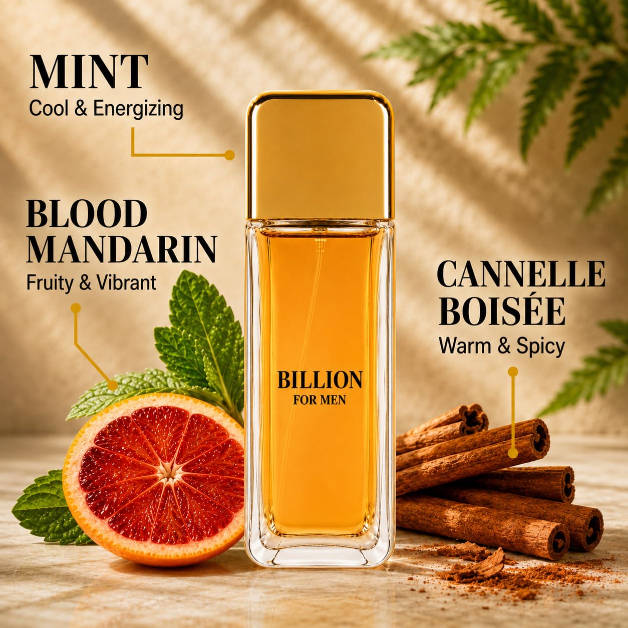 Sandora Fragrances Billion For Men Eau de Toilette Spray - Men's Fragrance with Citrus, Mint