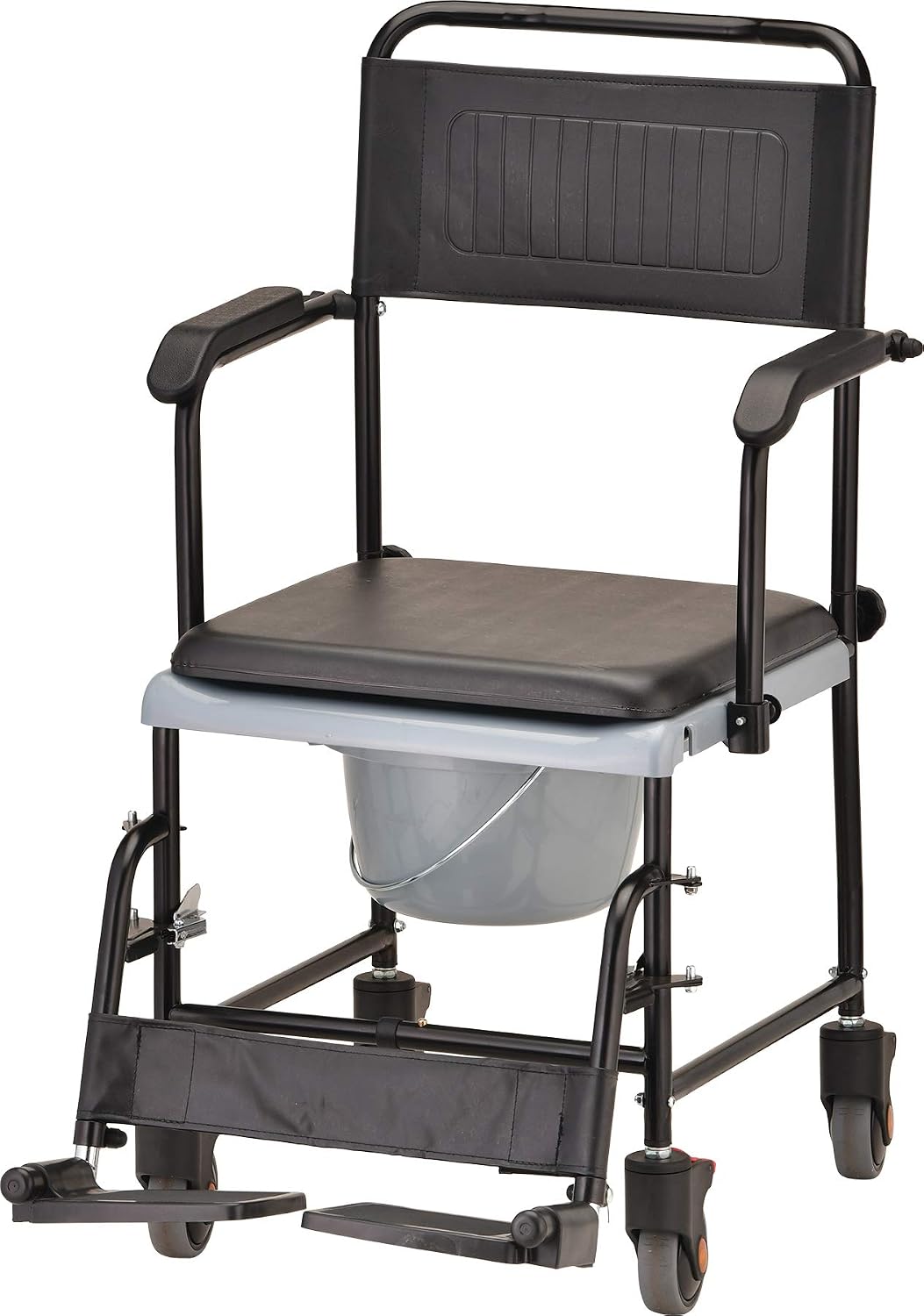 NOVA Medical Products Drop Arm (for Easy User Transfer) Transport Chair Commode, Rolling with Locking Wheels & Removable Padded Seat