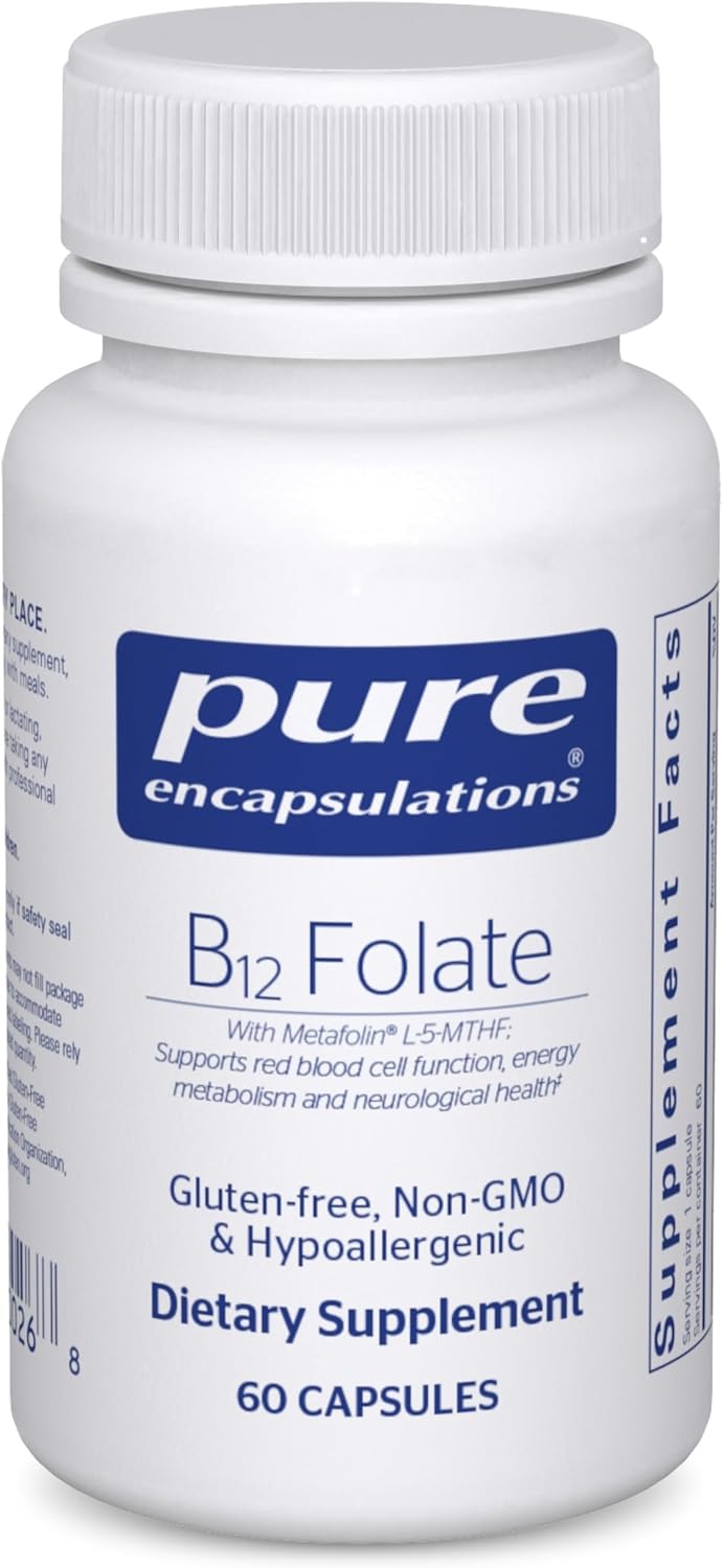 Pure Encapsulations B12 Folate - Energy Supplement to Support Nerves, Energy Metabolism & Cognitive Support* - with Vitamin B Folate as Metafolin - 60 Capsules | Energy Supplement to Support Nerves, Energy Metabolism and Cognitive Function Support*, with…