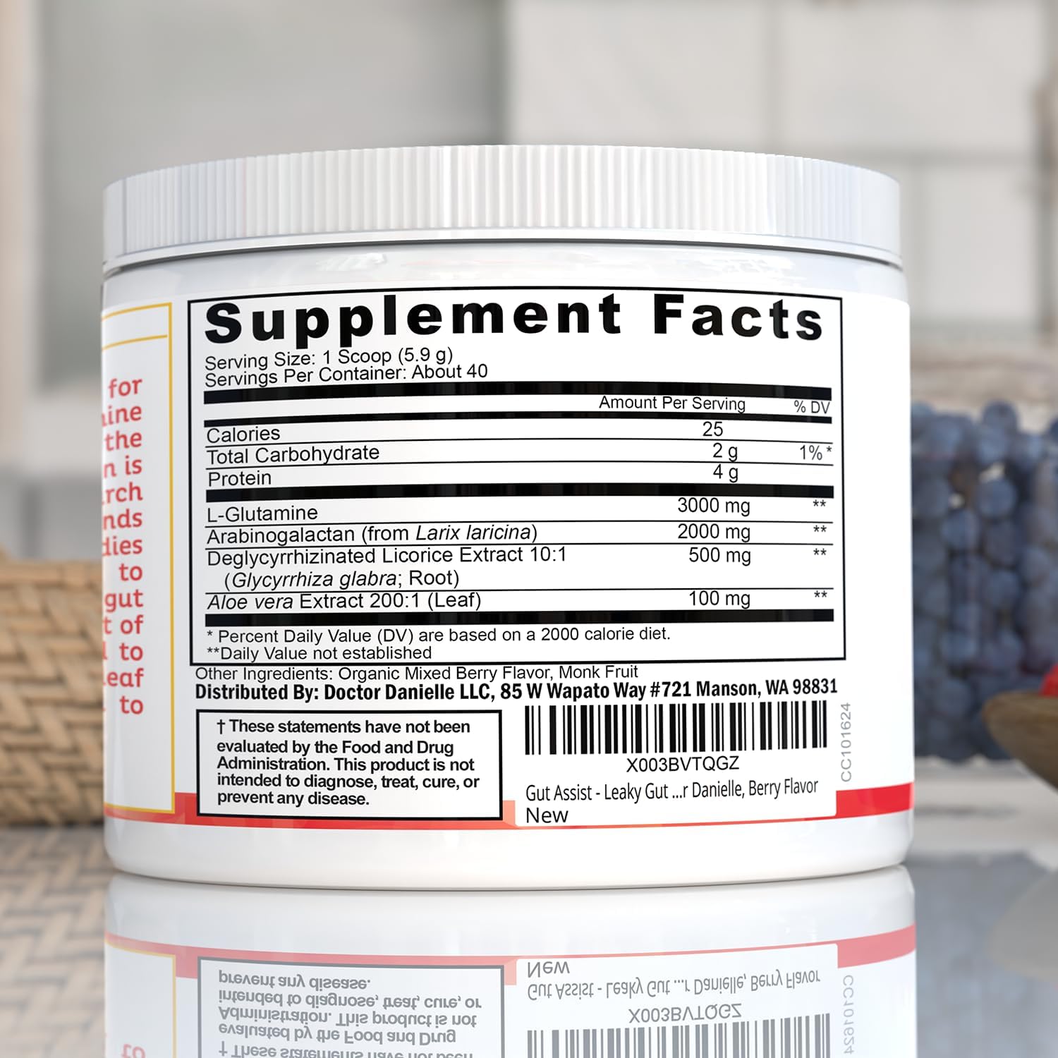 Gut Assist Leaky Gut Support Powder | 40-Servings with L-Glutamine, Arabinogalactan, Licorice Extract