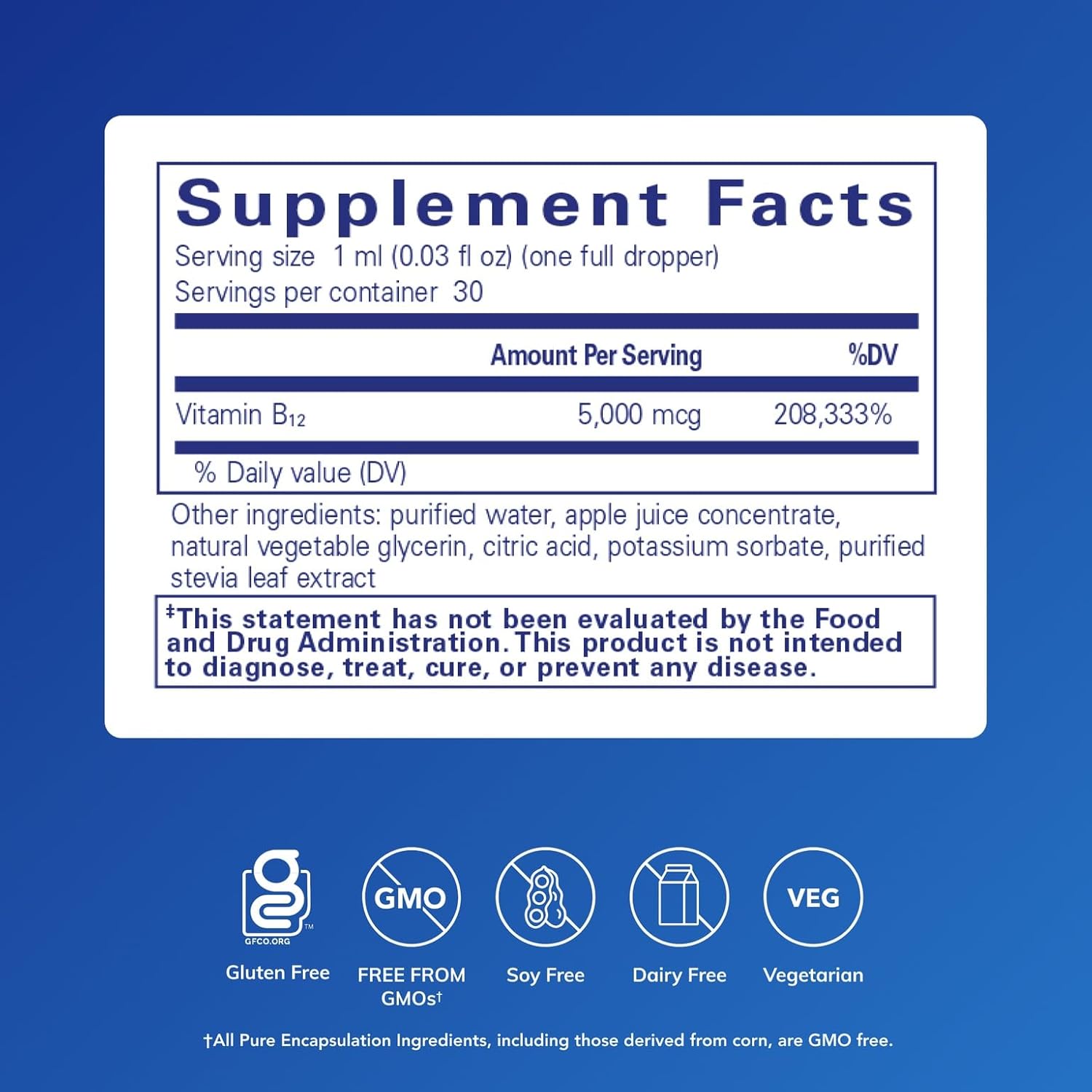 Pure Encapsulations B12 5, 000 Liquid - Vitamin B12 Methylcobalamin Supplement to Support Energy, Nerve Health