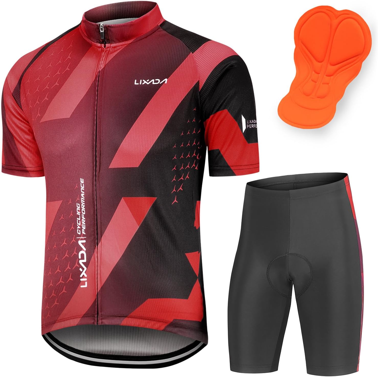 Lixada Men's Cycling Jersey Short Sleeve with Padded Shorts Quick-Dry Summer Short Bike Clothing Bicycle Shirts Pants Set