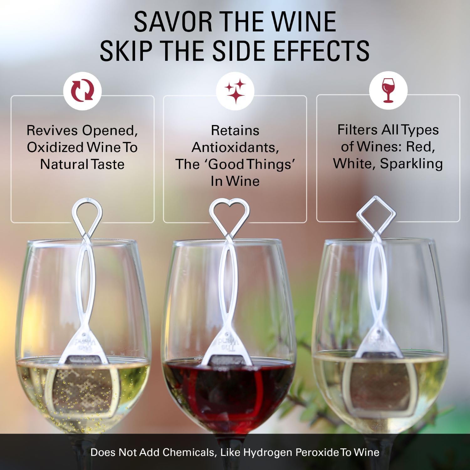 PureWine The Wand Wine Purifier, Removes Histamines & Sulfites - 8 Wands | Wine Wand Filters Before You Drink; Remove Sulfites & Histamines; Helps Wine Allergies & Headaches. Purifies 3 glasses/wand