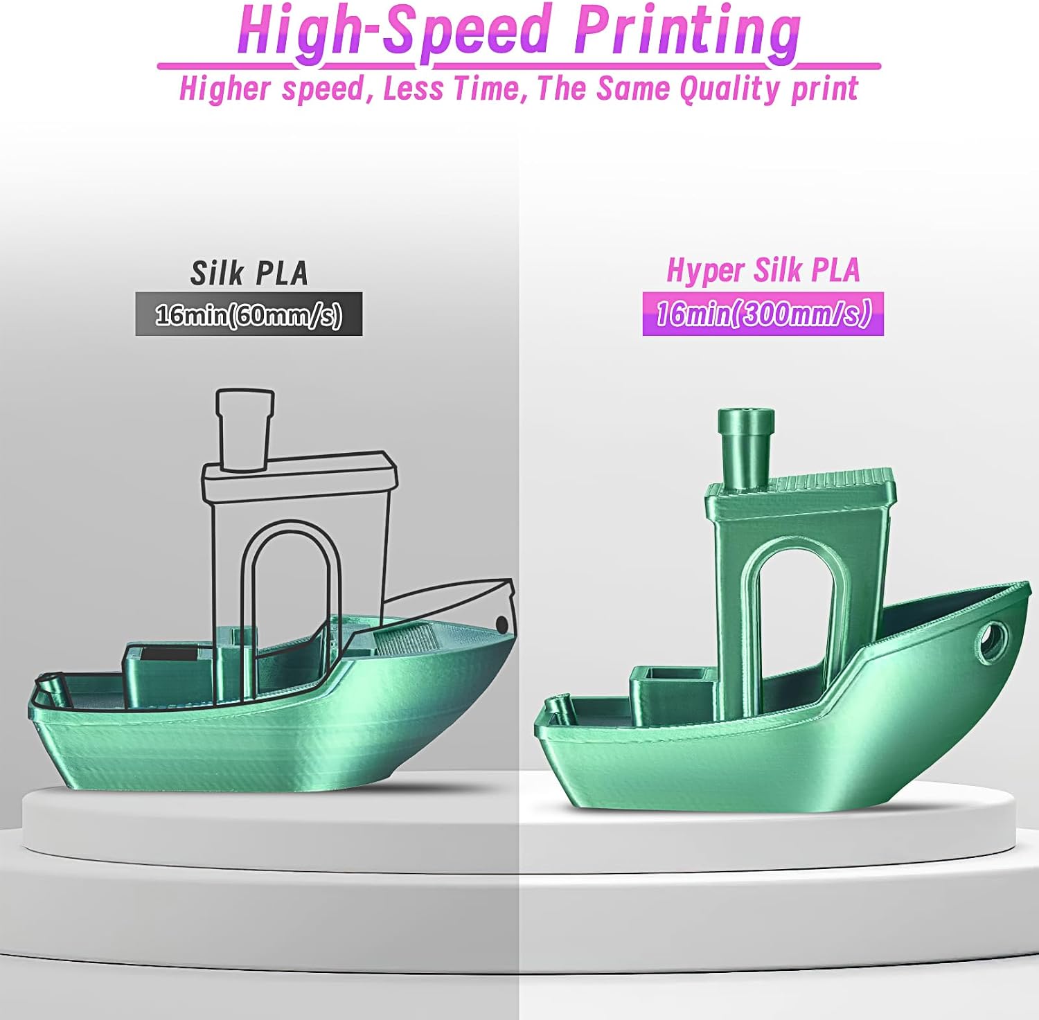 ERYONE Silk Filament PLA+ 1.75mm Upgraded Shiny 3D Printer Filament, Gloss Finish, Fit Most FDM Printer Stable Printing,1kg (2.2LBS)/Spool, Silver