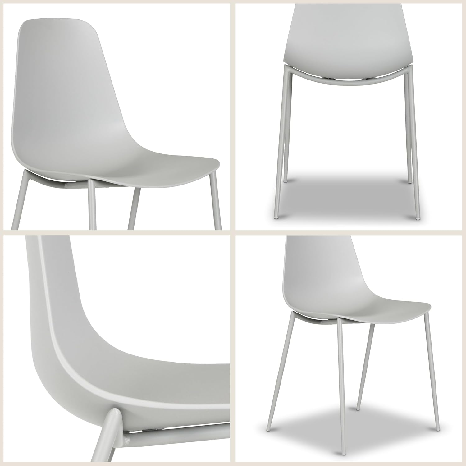 Poly & BARK Isla Modern Kitchen Chairs Set of 4 - Plastic Dining Chair with Metal Legs - Quick Assembly Simple Cafe Chairs Plastic for Indoor or