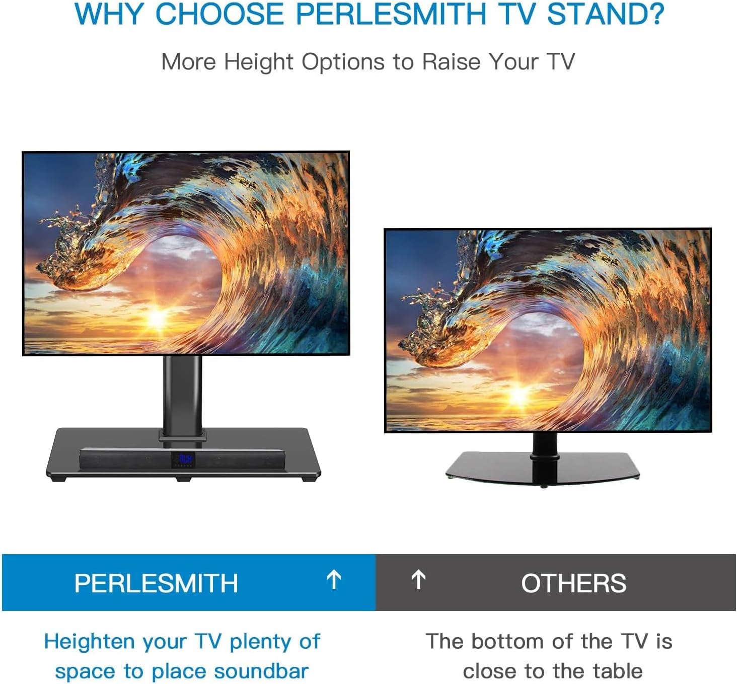 PERLESMITH Universal TV Stand Legs for 37-78 inch TVs to 99lbs with Mount