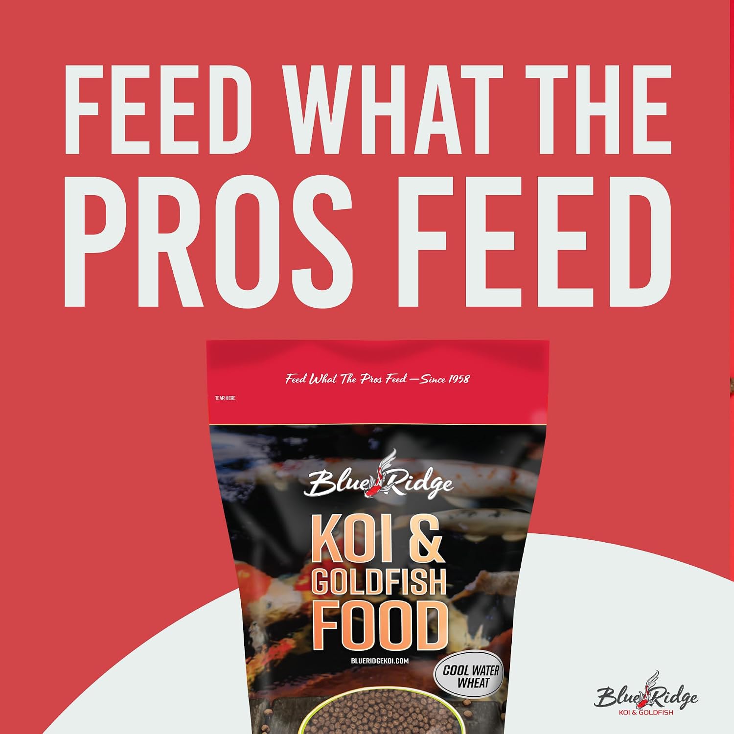 Blue Ridge Koi Fish Food 25lb - Cool Water Wheat 3/16", Fall and Winter Floating Pond Pellets, Ponds Fish Food
