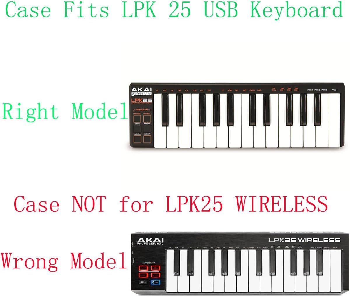 khanka Hard Carrying Case Replacement for AKAI Professional LPK25 - USB MIDI Keyboard Controller, Case Only