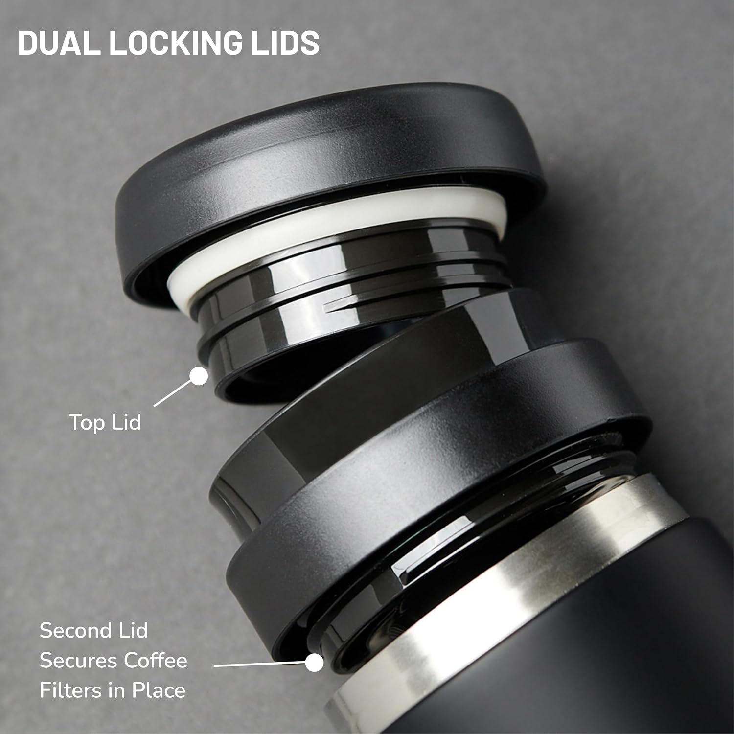 ESPRO Go P0 Ultralight French Press Coffee Maker for Travel, Vacuum Insulated Stainless Steel, 16 Ounces, Matte Meteorite Black