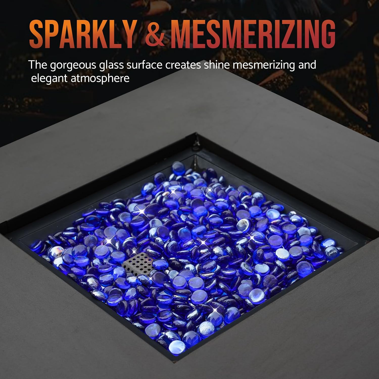 Skyflame 10-Pound Fire Glass Beads for Fire Pit Fireplace, Onyx Black