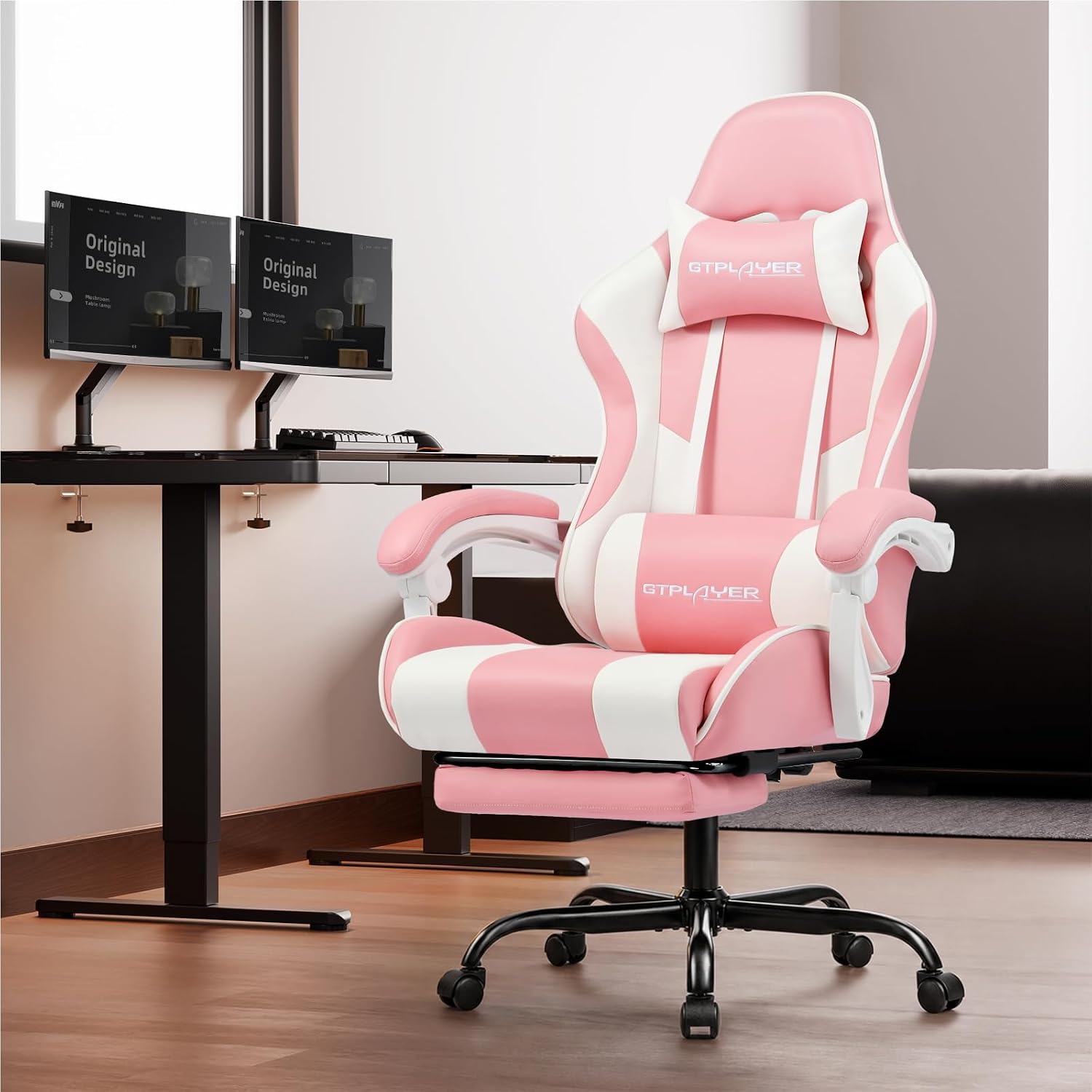 GTPLAYER Gaming Chair, Computer Chair with Footrest and Lumbar Support