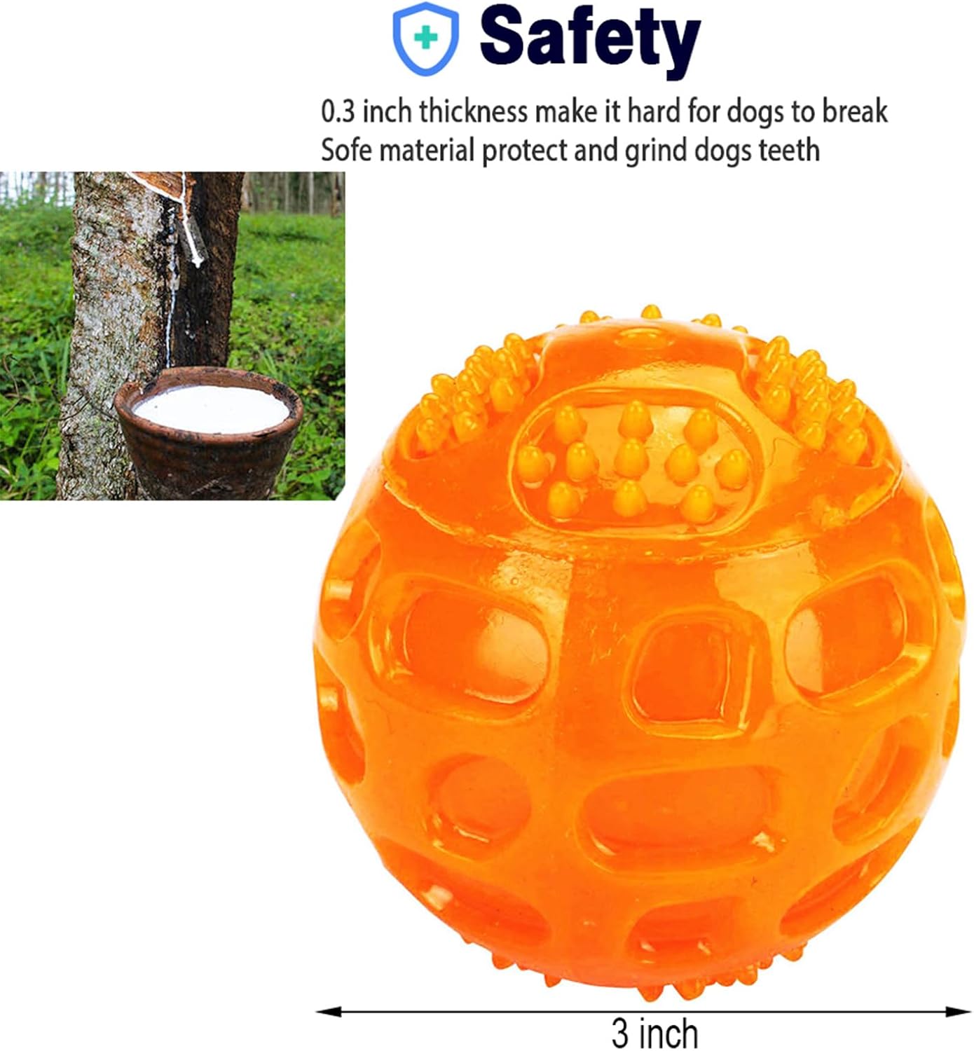 ACEONE Dog Squeaky Ball, Pet Squeak Chew Bouncy Rubber Toy Balls for Small Medium Dogs Indestructible Exercise Training Playing (3 Balls)
