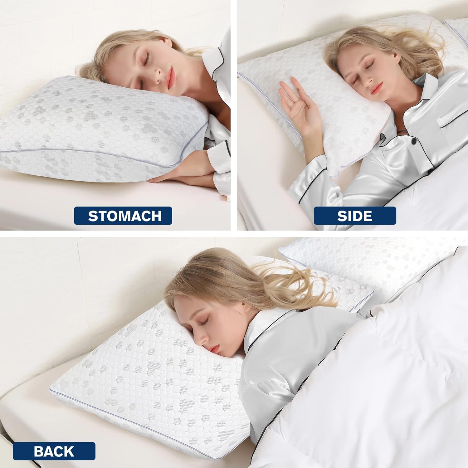 HIMOON Bed Pillows for Sleeping 2 Pack,Queen Size Cooling Pillows Set of 2,Top-end Microfiber Cover for Side Stomach Back Sleepers