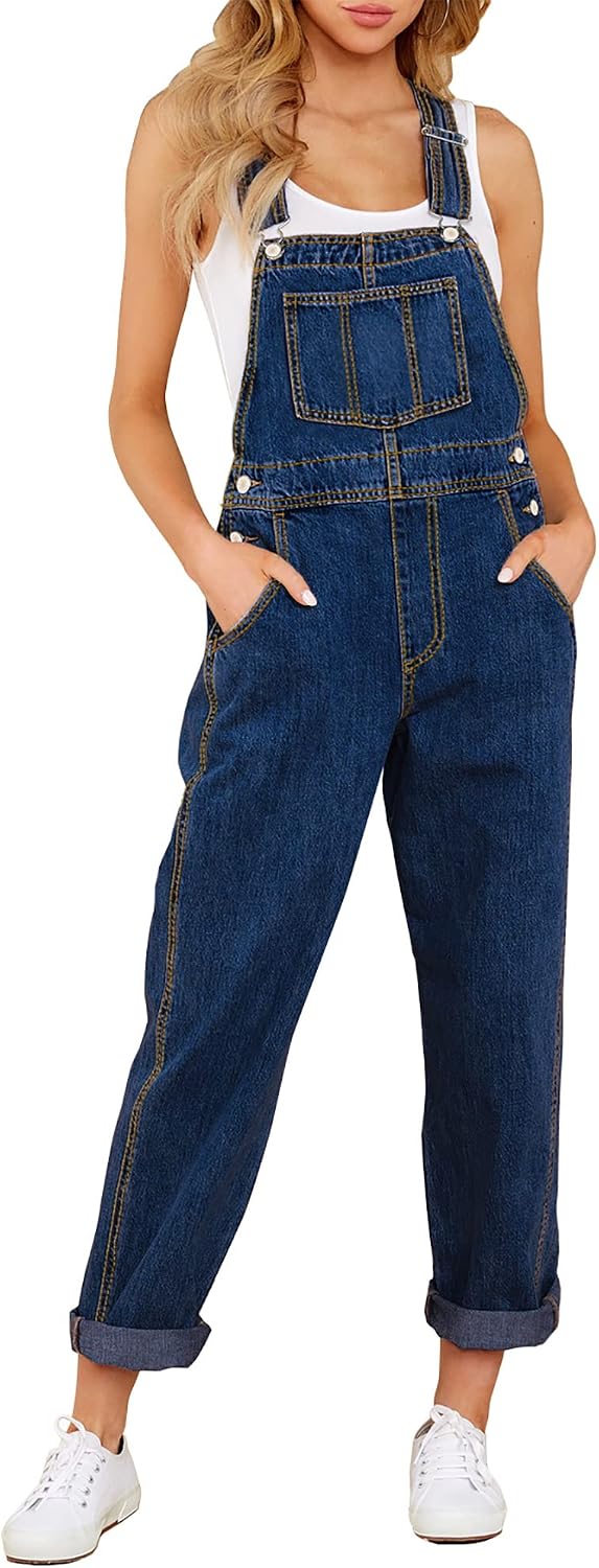 LookbookStore Denim Overalls for Women Dressy Stretch Bib Jean Jumpsuits
