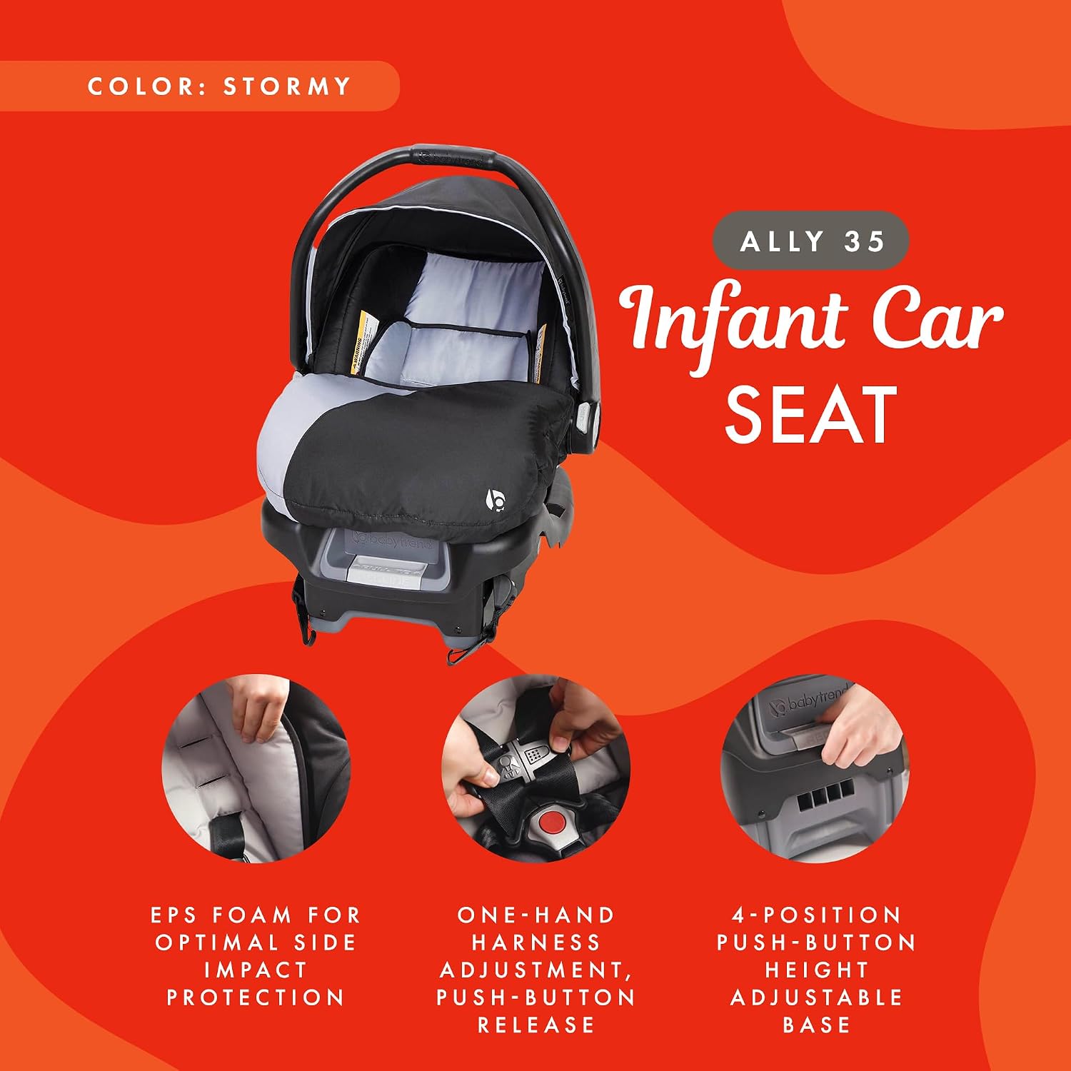 Baby Trend Ally Newborn Baby Infant Car Seat with Cover and Harness, Khaki