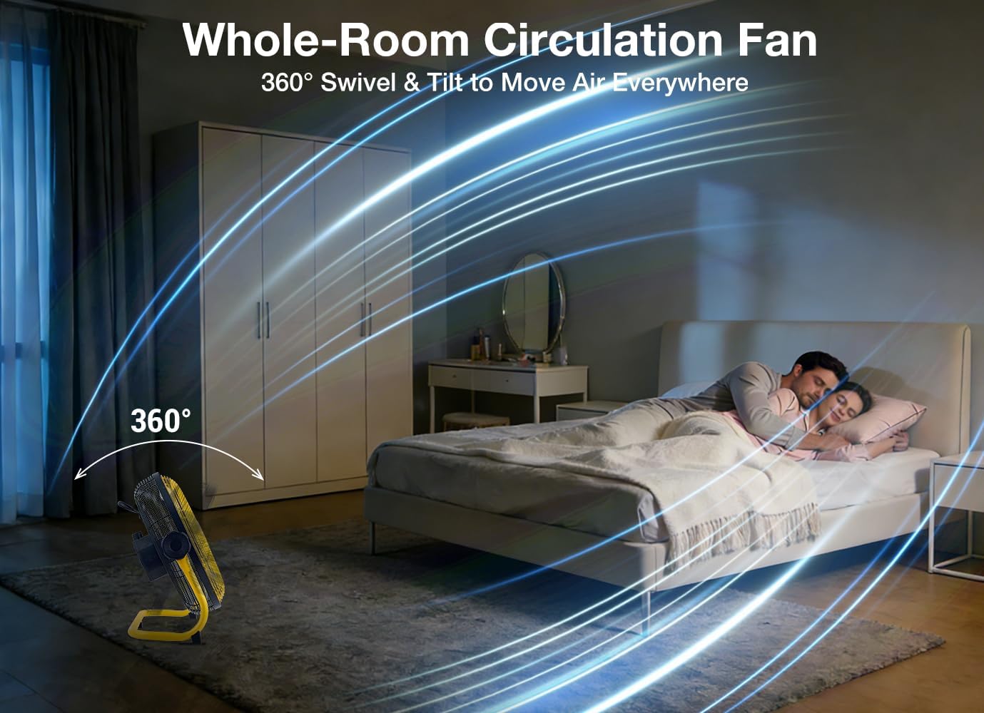 Geek Aire 12" Portable Battery Operated Fan with Metal Blade, 360 Vertical Tilt, 24h Run Time Cordless Fan for Camping Travel Tent Hurricane Home