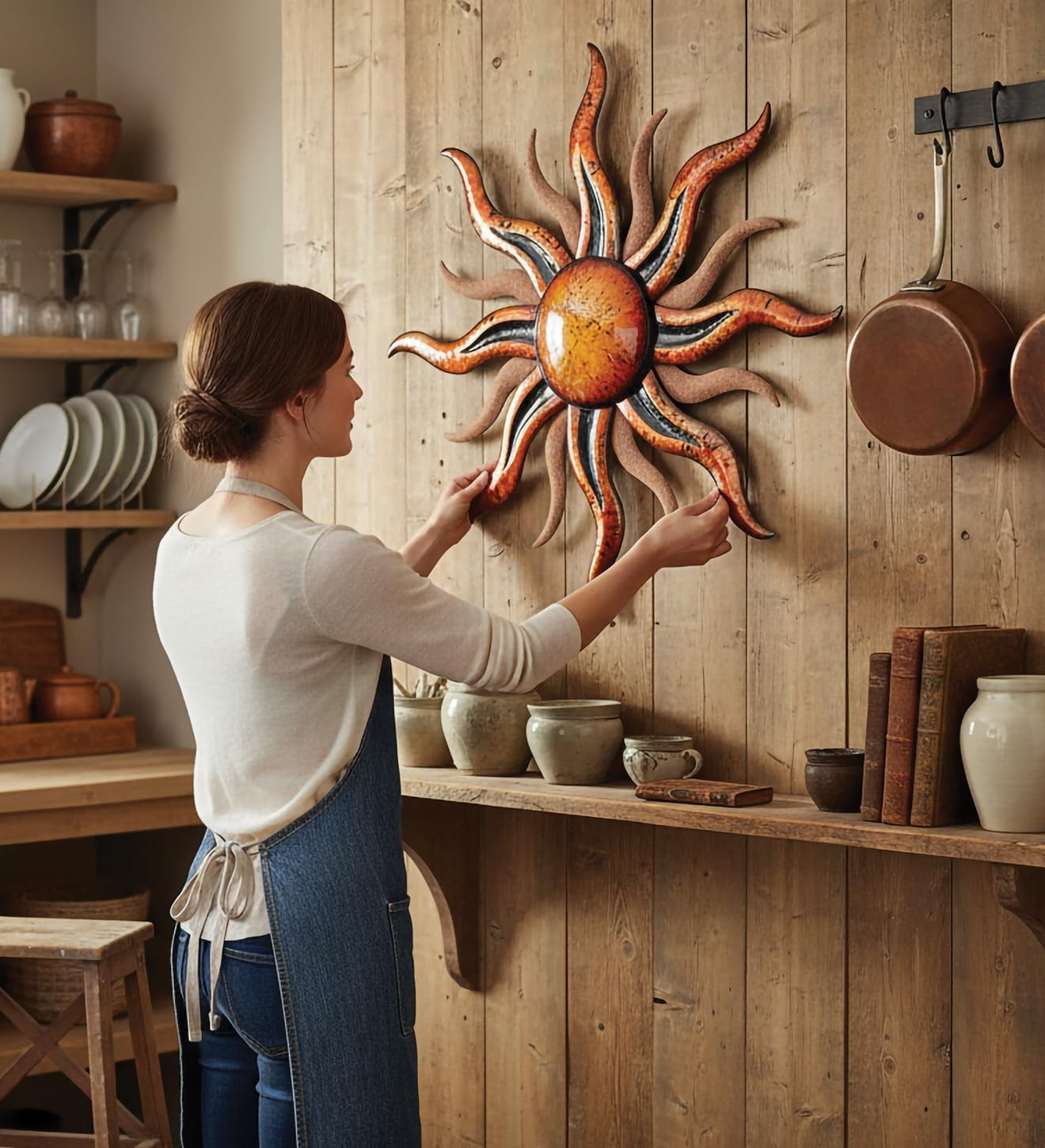 Regal Art & Gift Handcrafted Metal Sun Wall Decor, Rustic Sunburst Wall Art | Copper Patina, 40 in, Metal, Rust-Resistant Sunburst Sculpture, Eye-Catching Accent for Patio, Garden & Home