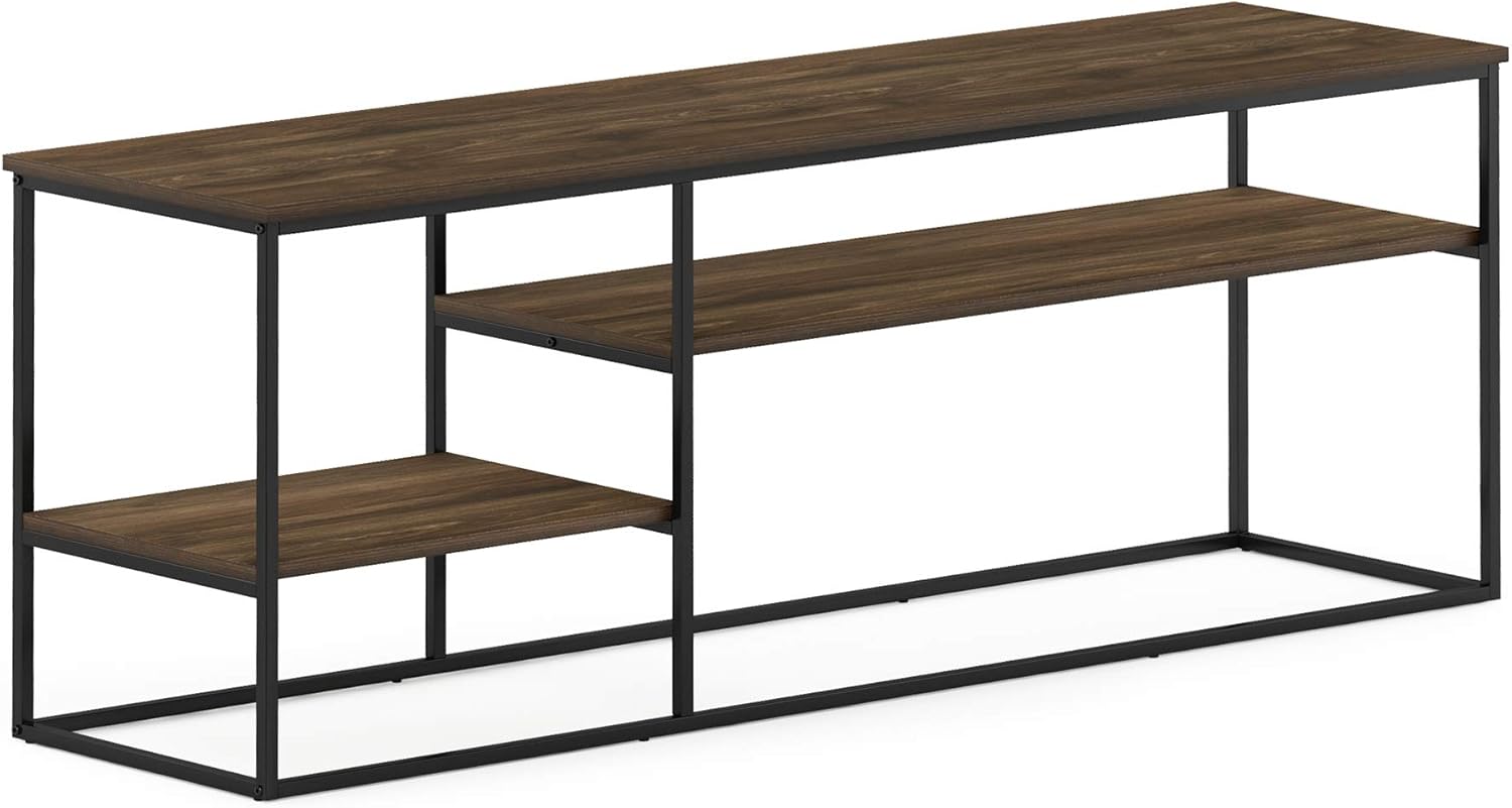 Furinno Moretti 3-Tier Metal Frame TV Stand, French Oak Grey