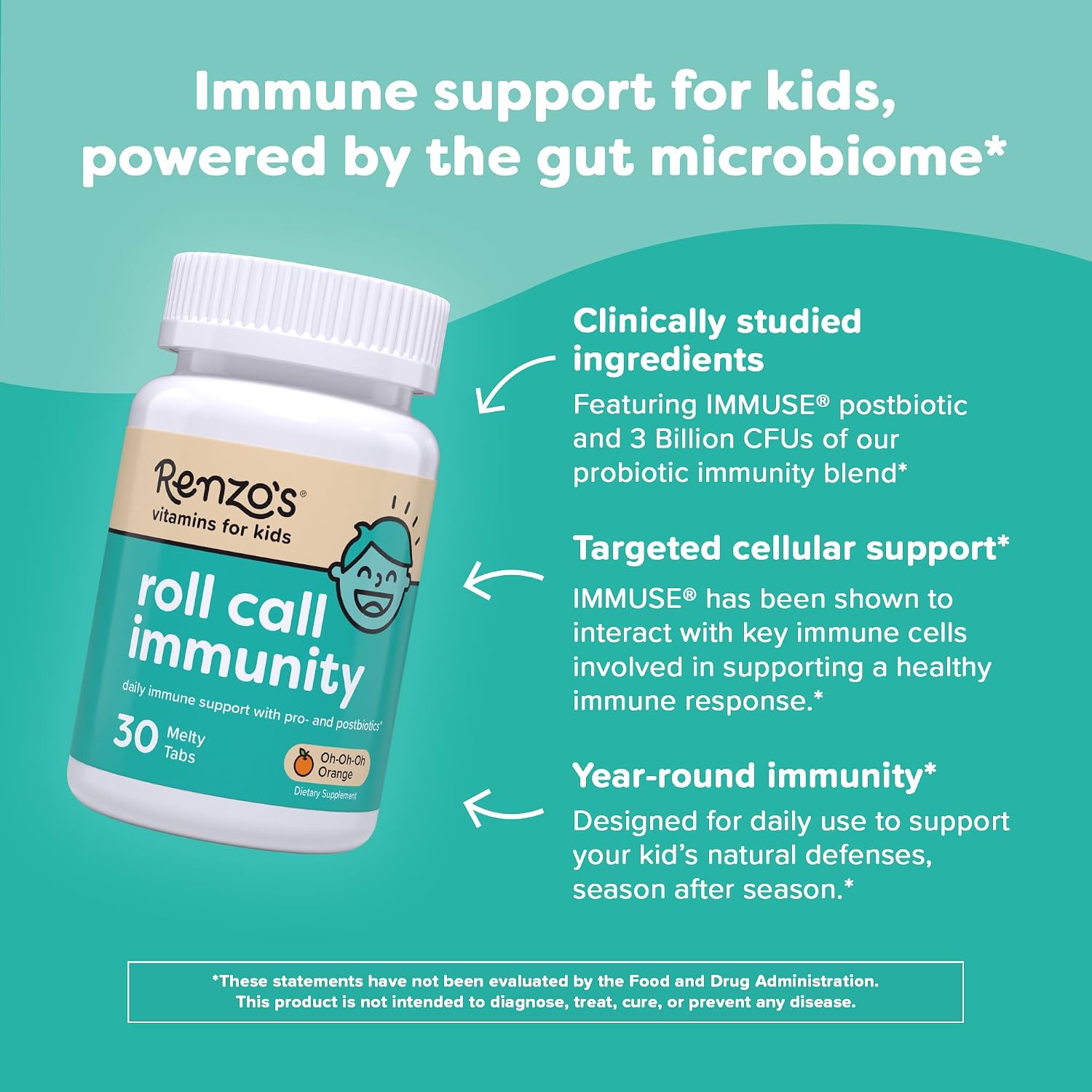 Renzo's Invincible Kids Vitamin C with Elderberry Vitamin C and Zinc, Dissolvable Kids Vitamins for Immune Support, Sugar-Free Melty Tabs