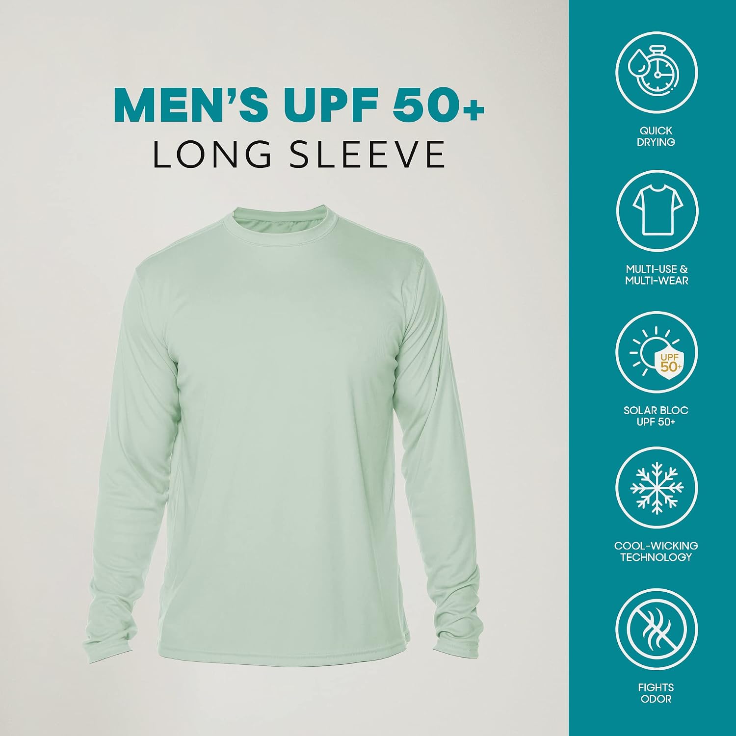 Vapor Apparel Men's Outdoor UPF 50+ Long Sleeve T-Shirt, UV Sun Protection for Fishing, Running, Hiking, Swimming