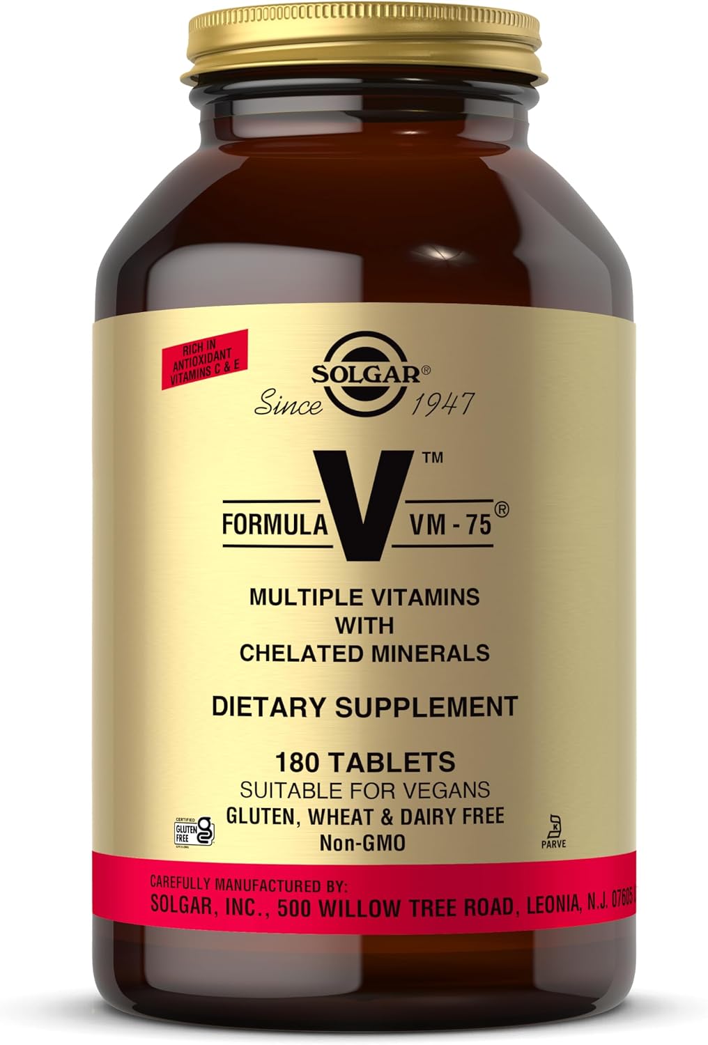 Solgar Formula VM-75, 90 Tablets - Vitamin A, B6, B12, C, D, E, Vegan | Multivitamin with Chelated Minerals - Biotin, Magnesium, Calcium, Iron, Zinc, Gluten Free, Dairy Free, Kosher - 90 Servings