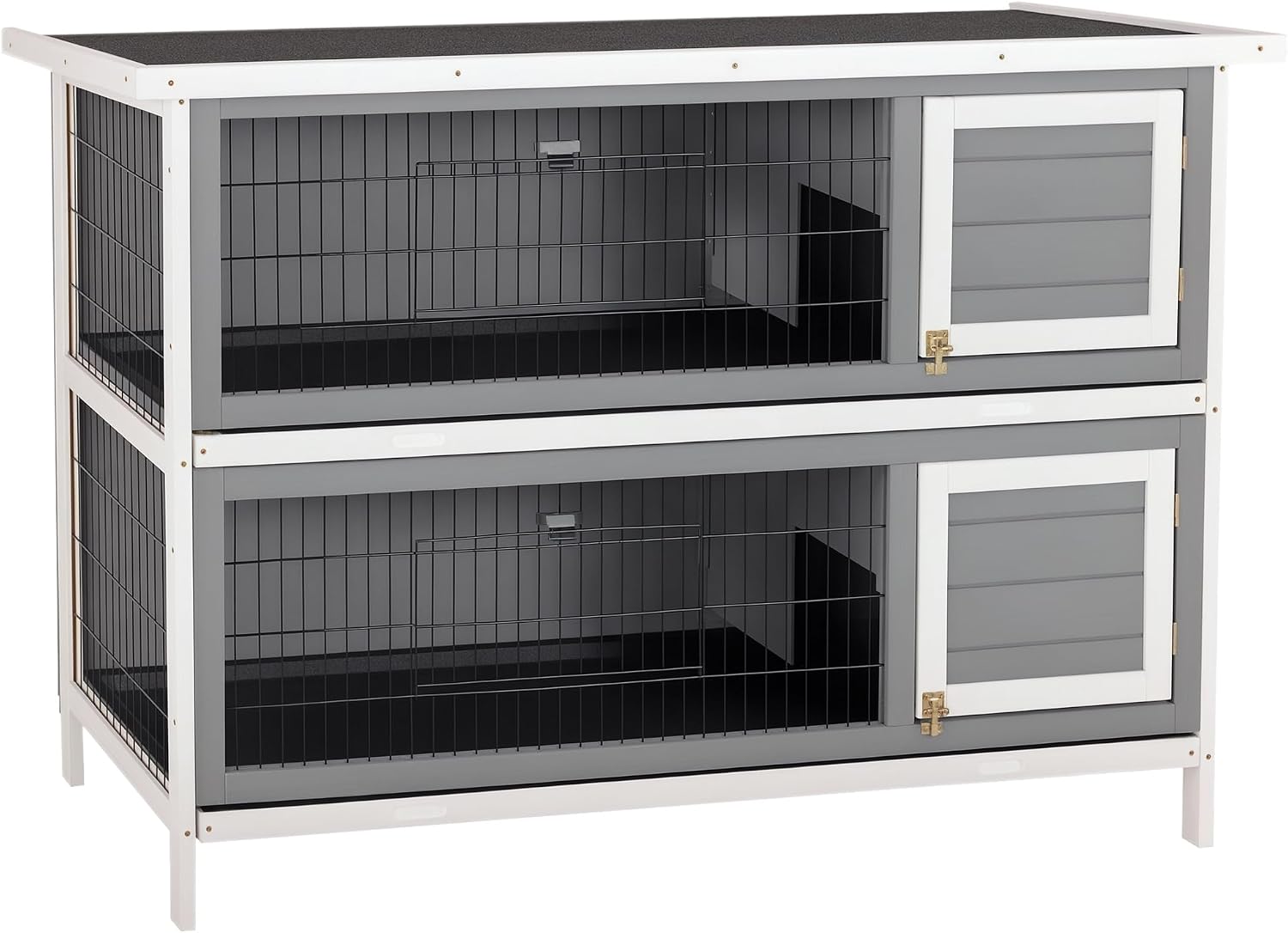PawHut 54" 2-Story Large Rabbit Hutch Bunny Cage Wooden Pet House Small Animal Habitat with Lockable Doors, No Leak Tray and waterproof Roof for Outdoor/Indoor Orange | Wooden Pet House, Small Animal Habitat, No Leak Tray, Waterproof Roof, for Chickens D…