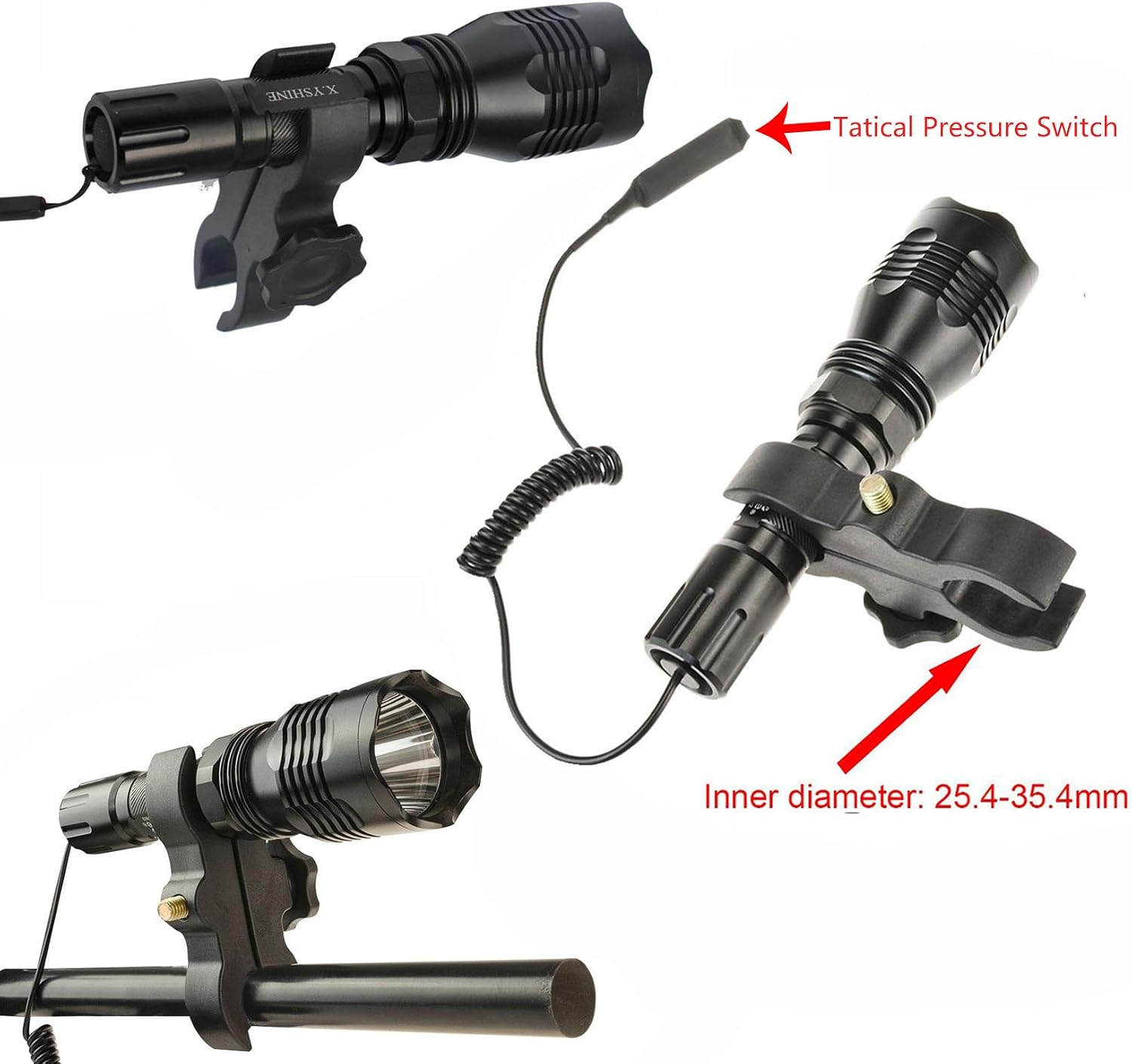 CREE Red Hunting Light Tactical Flashlight, 250 Yards | Hunting Light for Coyote Hog Varmint Predator, Night Beam Rifle Hunting, Pressure Switch