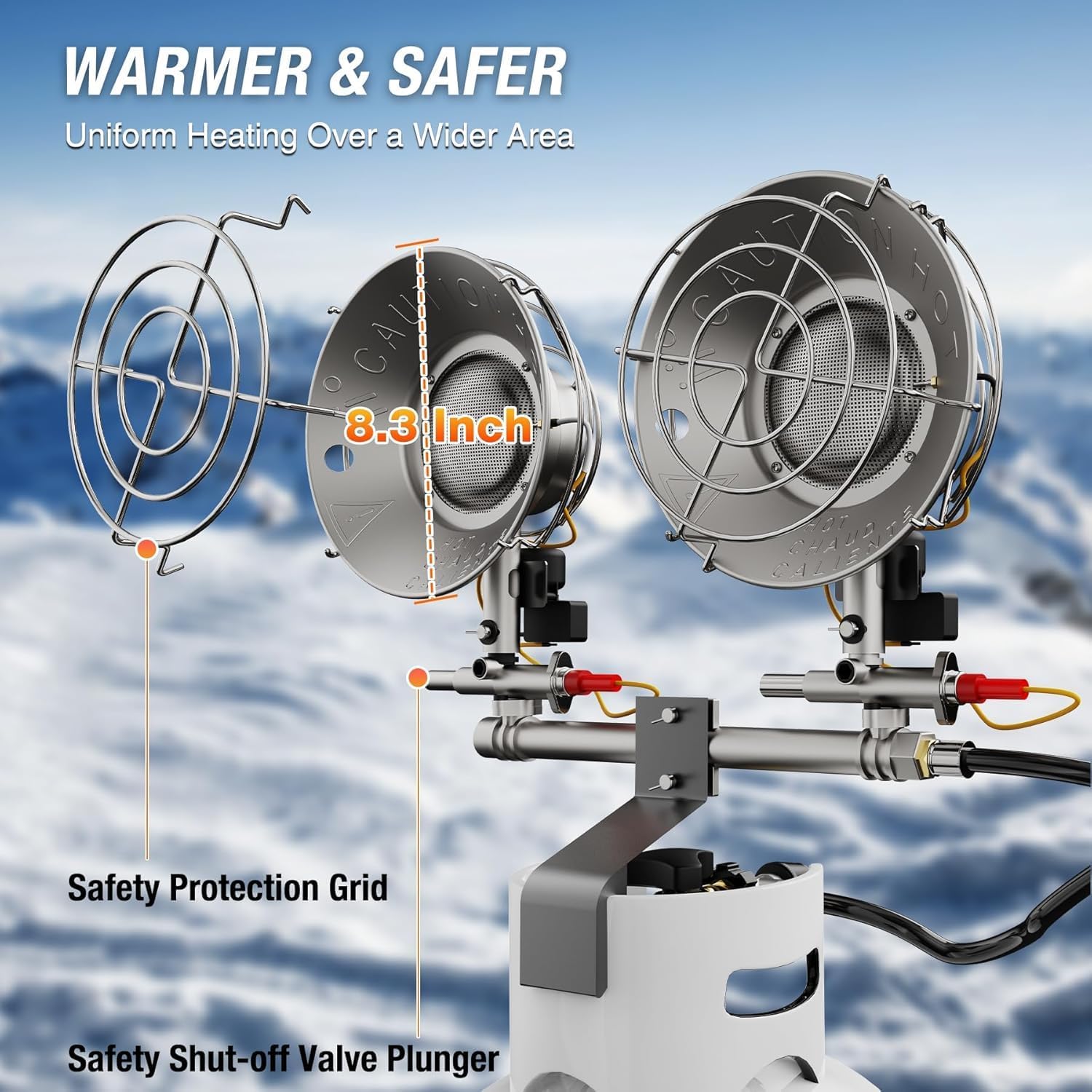 30000 BTU Propane Heater Outdoor, Double Tank Top Cordless Radiant Gas Heater, Tip-Over Protection, Safety Shut-off Valve for Patio, Camping, Fishing