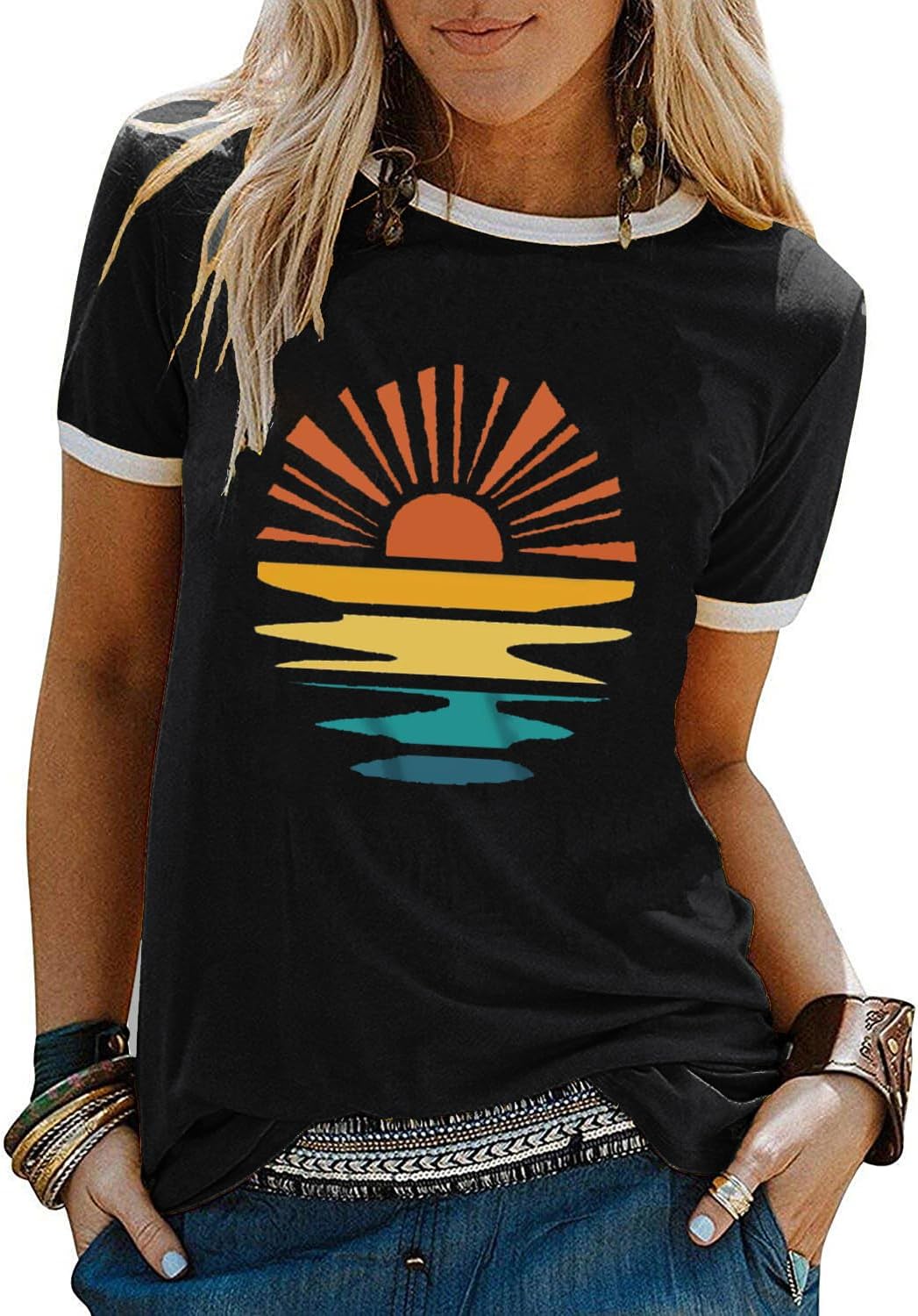 YEXIPO Graphic Tees for Women Short Sleeve Summer Tops Casual Cute T Shirts
