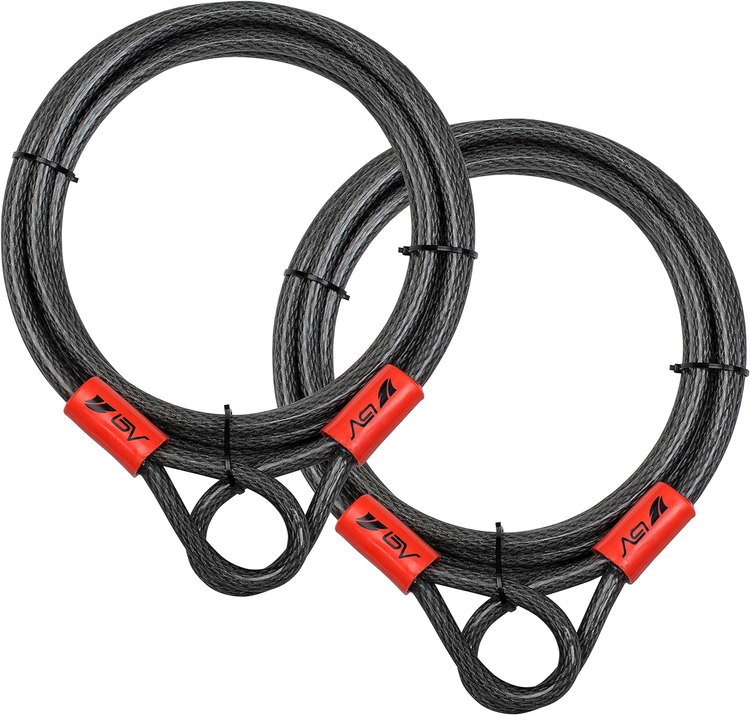 BV 7FT Heavy-Duty Security Cable Lock with Loops – Extra Thick 10mm (3/8") Braided Steel, Cut-Resistant & Weatherproof Wire Cable for Padlock, Gate, Bike, Motorcycle & Outdoor Equipment