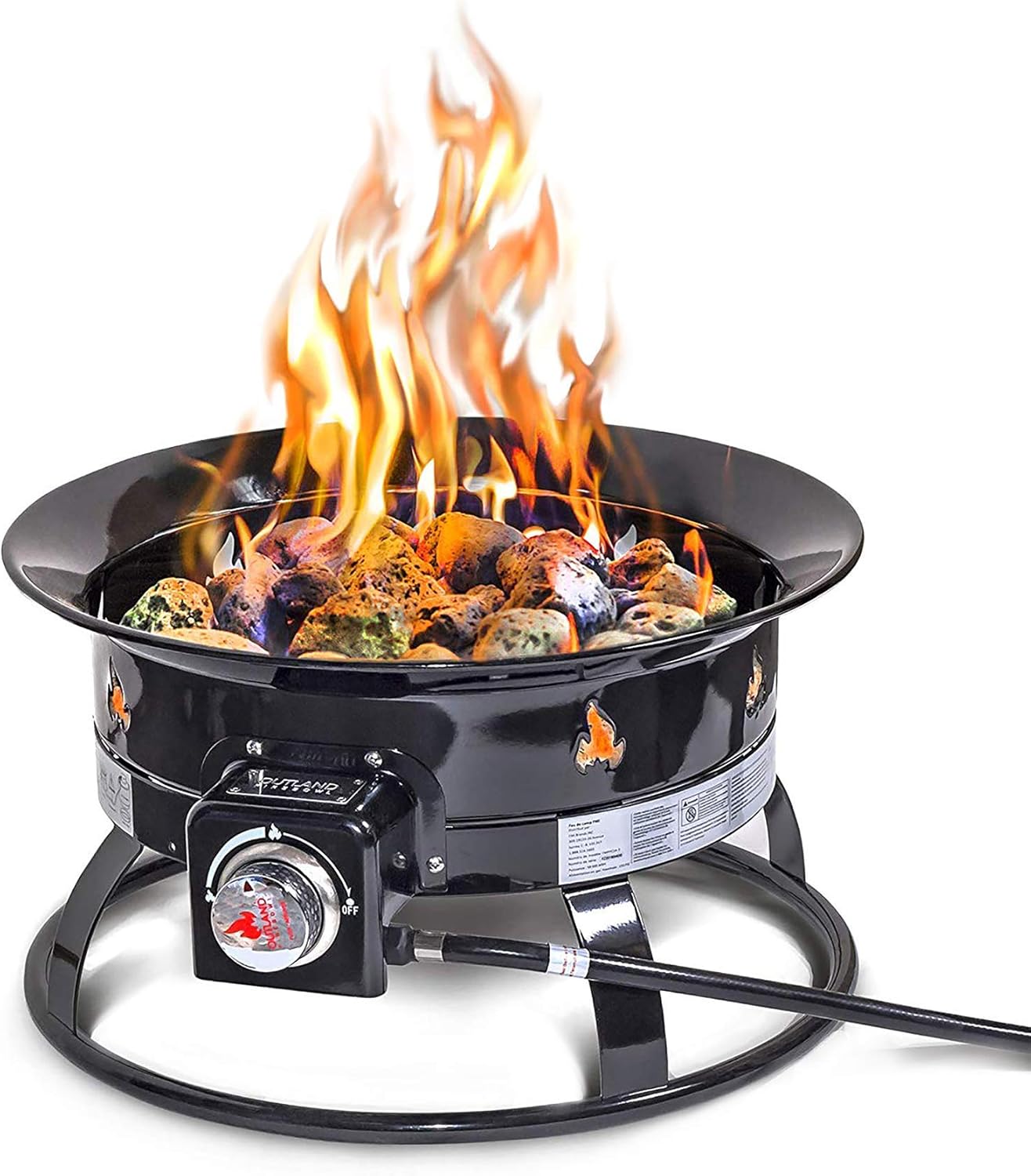 Outland Living Portable Propane Fire Pit, 19-inch, 58, 000 BTU with Fire Pit Cover & Carry Kit, Smokeless Gas Firebowl | Perfect for Camping, Patio