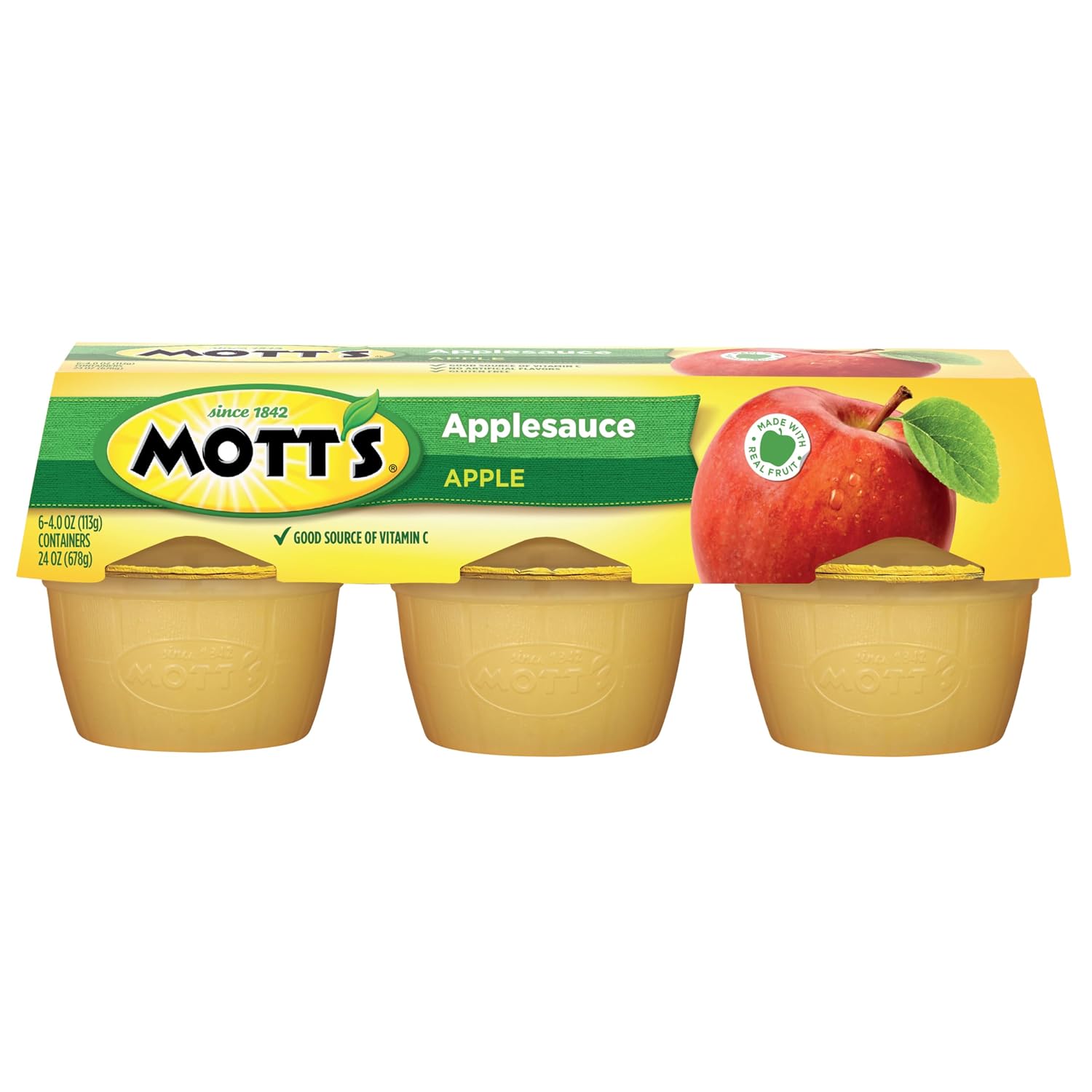 Mott's Applesauce, 4 Oz Cups, 72 Count (12 Packs Of 6), No Artificial Flavors, Good Source Of Vitamin C, Nutritious Option For The Whole Family
