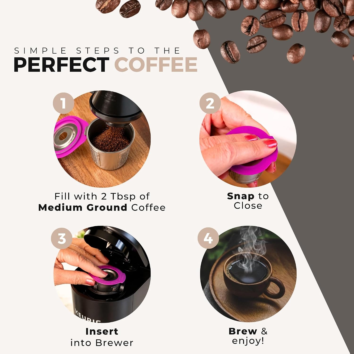 Perfect Pod Café Fill Stainless Steel Reusable K-Cup Coffee Pod Filter