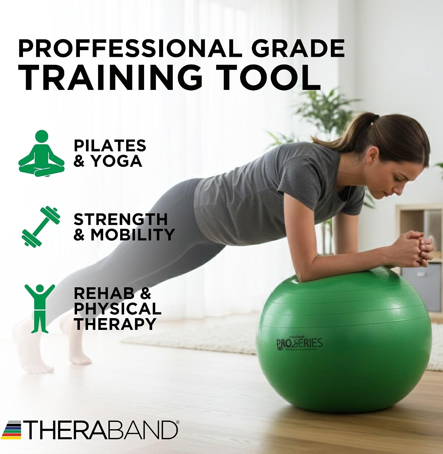 THERABAND Exercise and Stability Ball for Improved Posture, Balance, Core Fitness, Coordination and Rehab