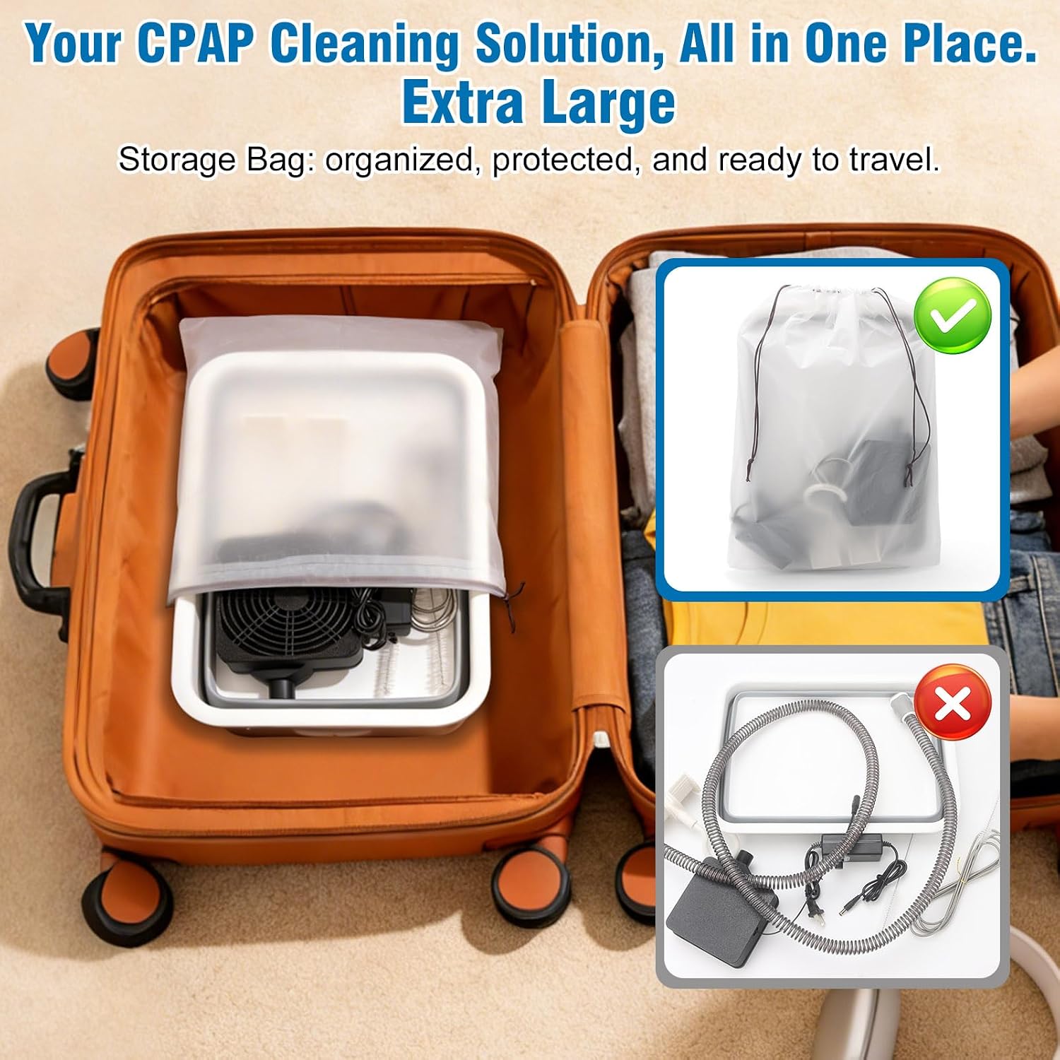 9 Pack CPAP Cleaning Kit for Hose & Mask, with Speed Control Hose Dryer, Collapsible Wash Basin & Hose Hanger, 7ft Cleaning Brush, CPAP Cleaning Supplies with Storage Bag, for 22mm & 15mm Tube