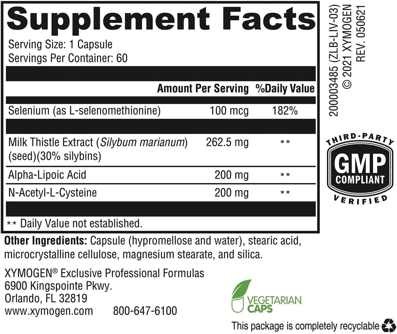 XYMOGEN Liver Protect - Liver Health & Antioxidant Support Supplement* - Milk Thistle, Alpha-Lipoic Acid, NAC & Selenium - Gluten-Free & Vegetarian - 120 Capsules