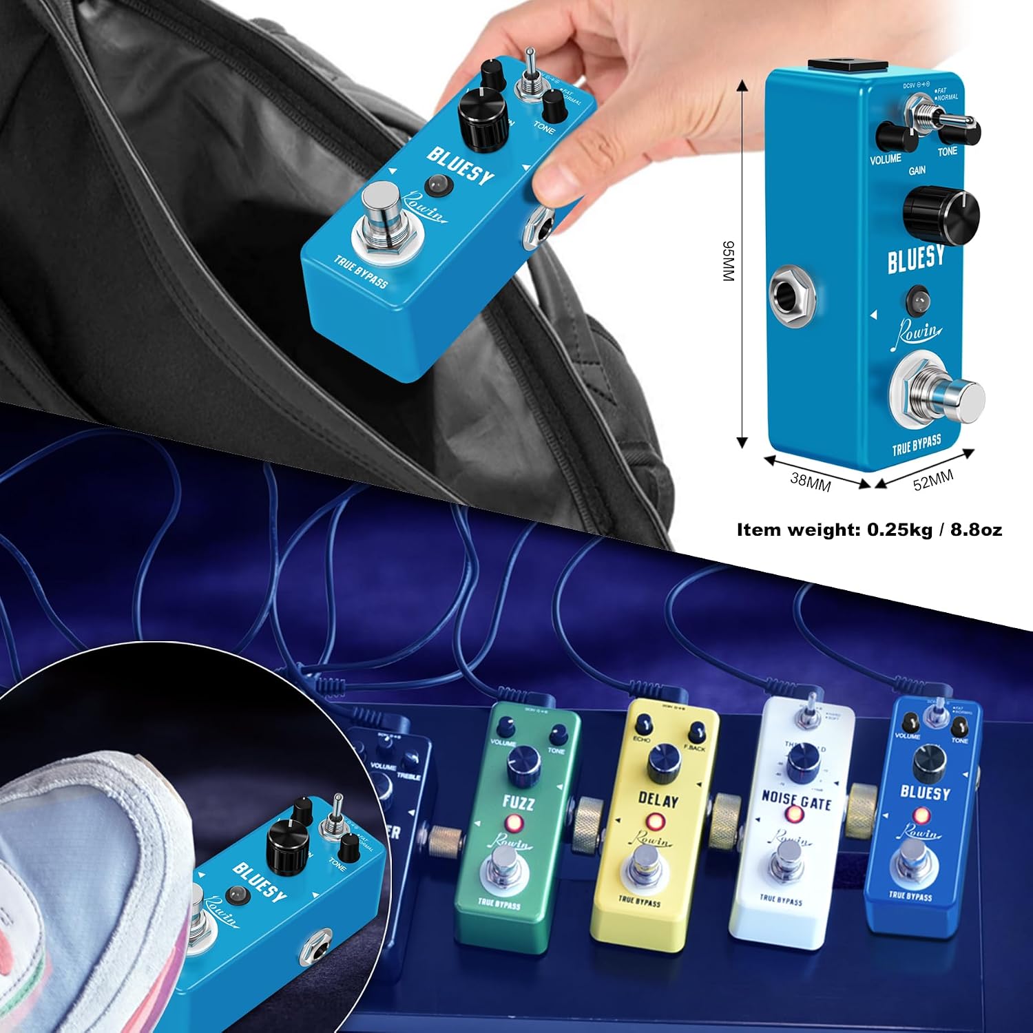 Vintage Vacuum Bluesy Guitar Effect Pedal,Electric Guitar Effect Sound Low Key Mild Clipping