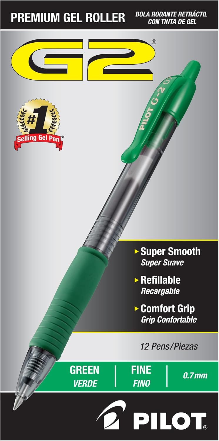PILOT G2 Pens, 0.7mm, Black Ink, 12-Pack