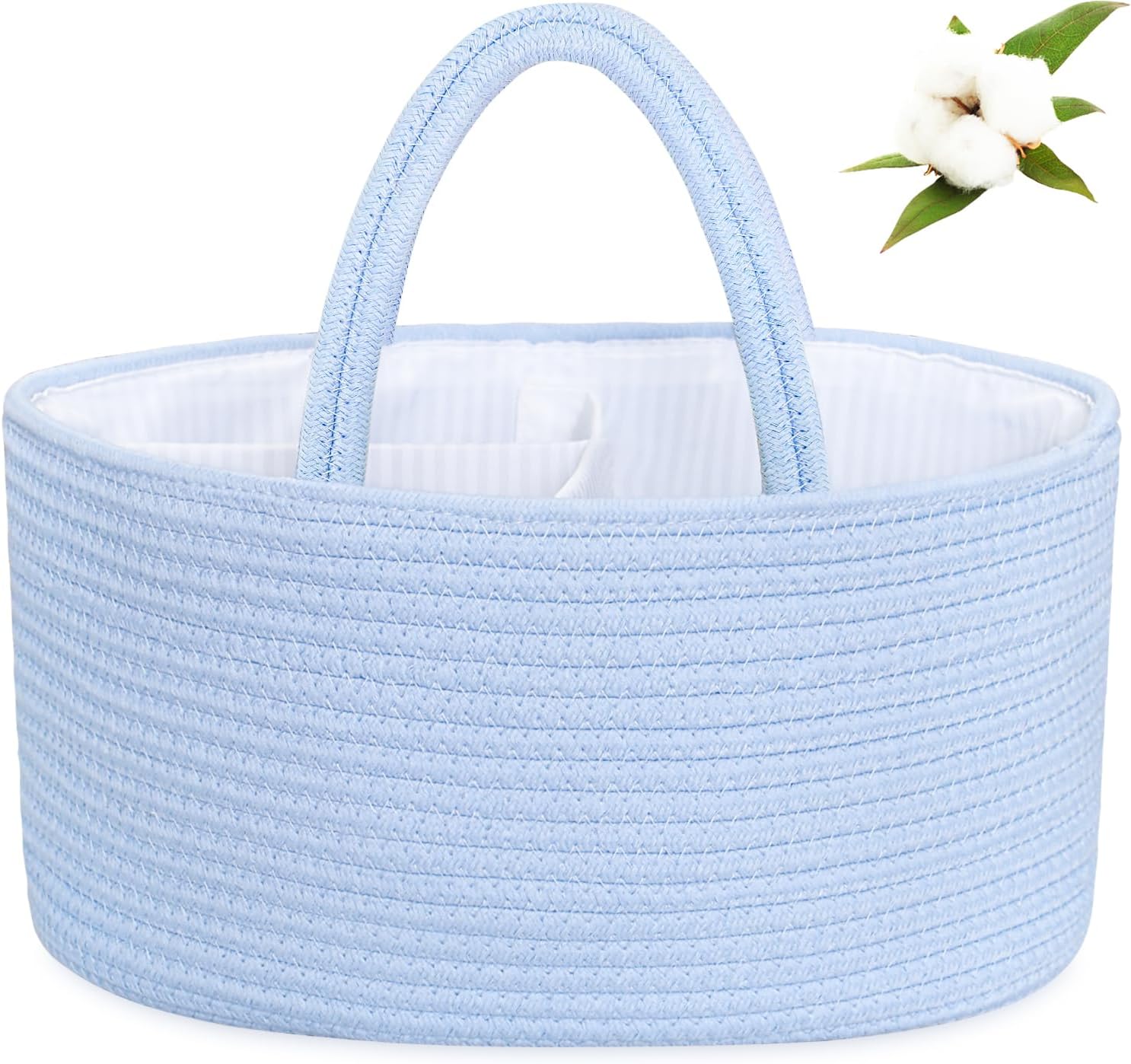 ABenkle Baby Diaper Caddy, Nursery Storage Bin and Car Organizer for Diapers and Baby Wipes, Cotton Rope Diaper Basket Caddy