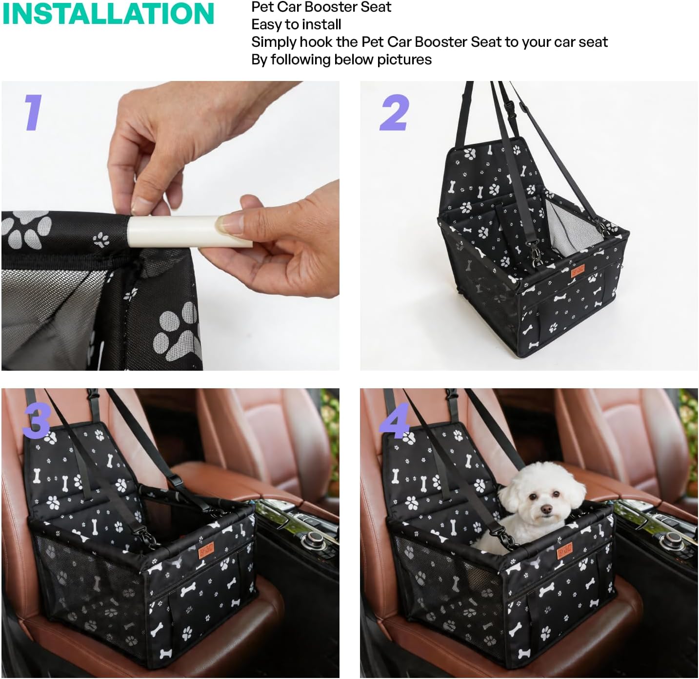 BYGD Portable Pet Dog Booster Seat for Small and Medium Pets