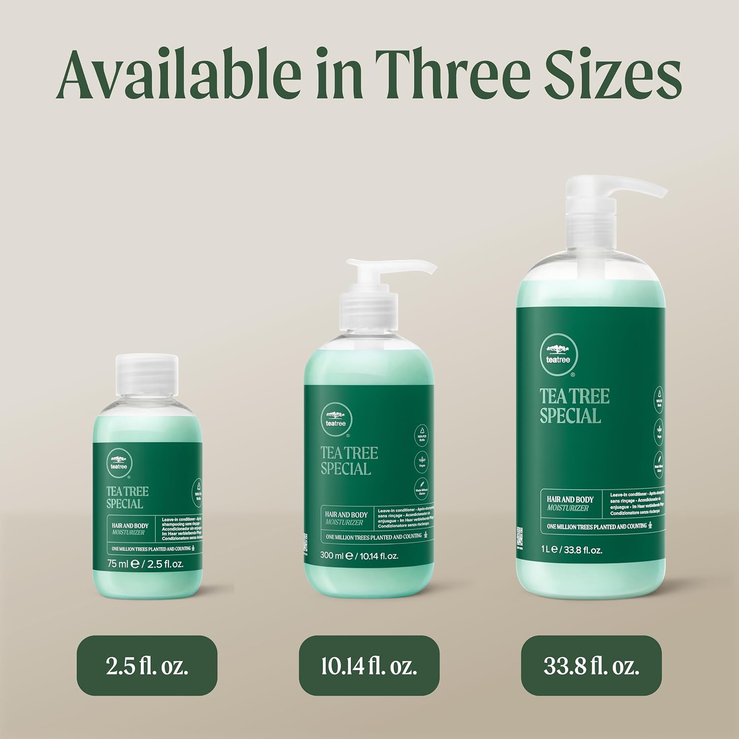 Tea Tree Hair and Body Moisturizer Leave-In Conditioner, Body Lotion, After-Shave Cream, For All Hair + Skin Types