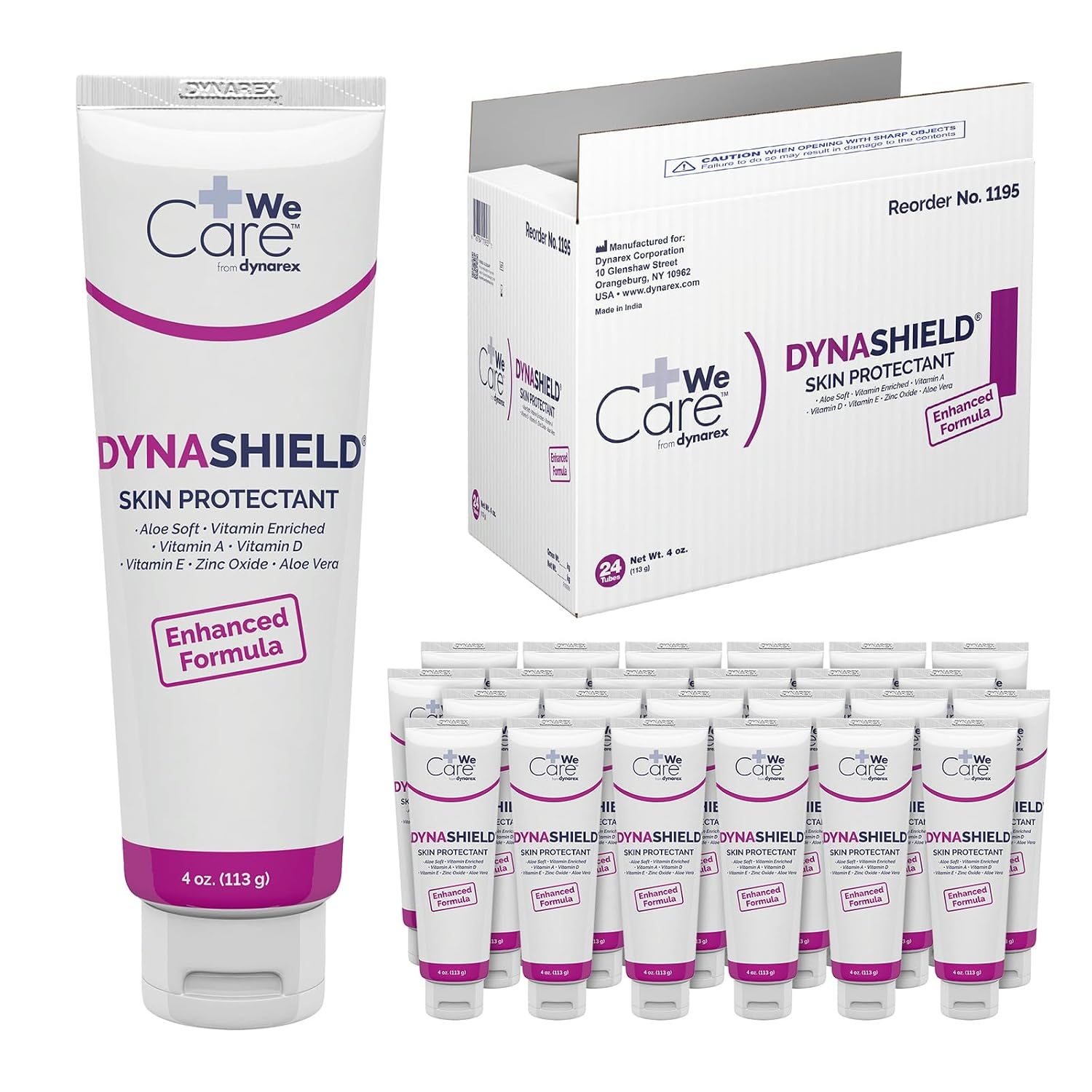 Dynarex DynaShield Skin Protectant Barrier Cream - Zinc Oxide Cream with Vitamins A, D, E, Aloe Vera - Protective Ointment